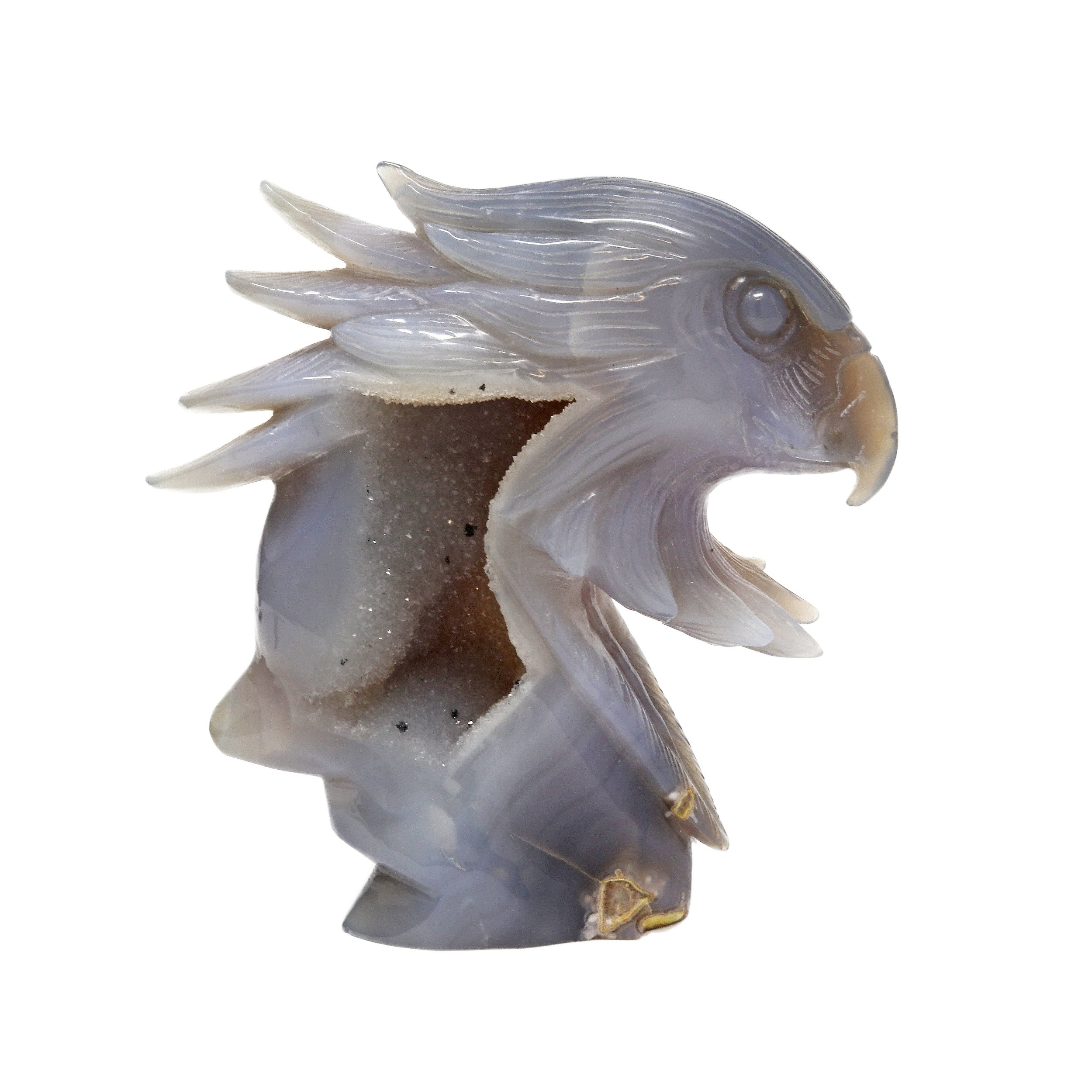 Druze Geode Agate Carving -Eagle Head