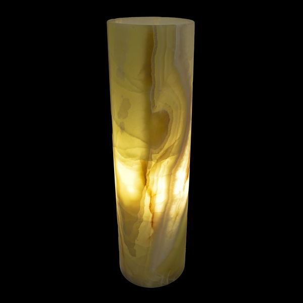 Closeup photo of Green Onyx Cylinder Luminary with Open Top