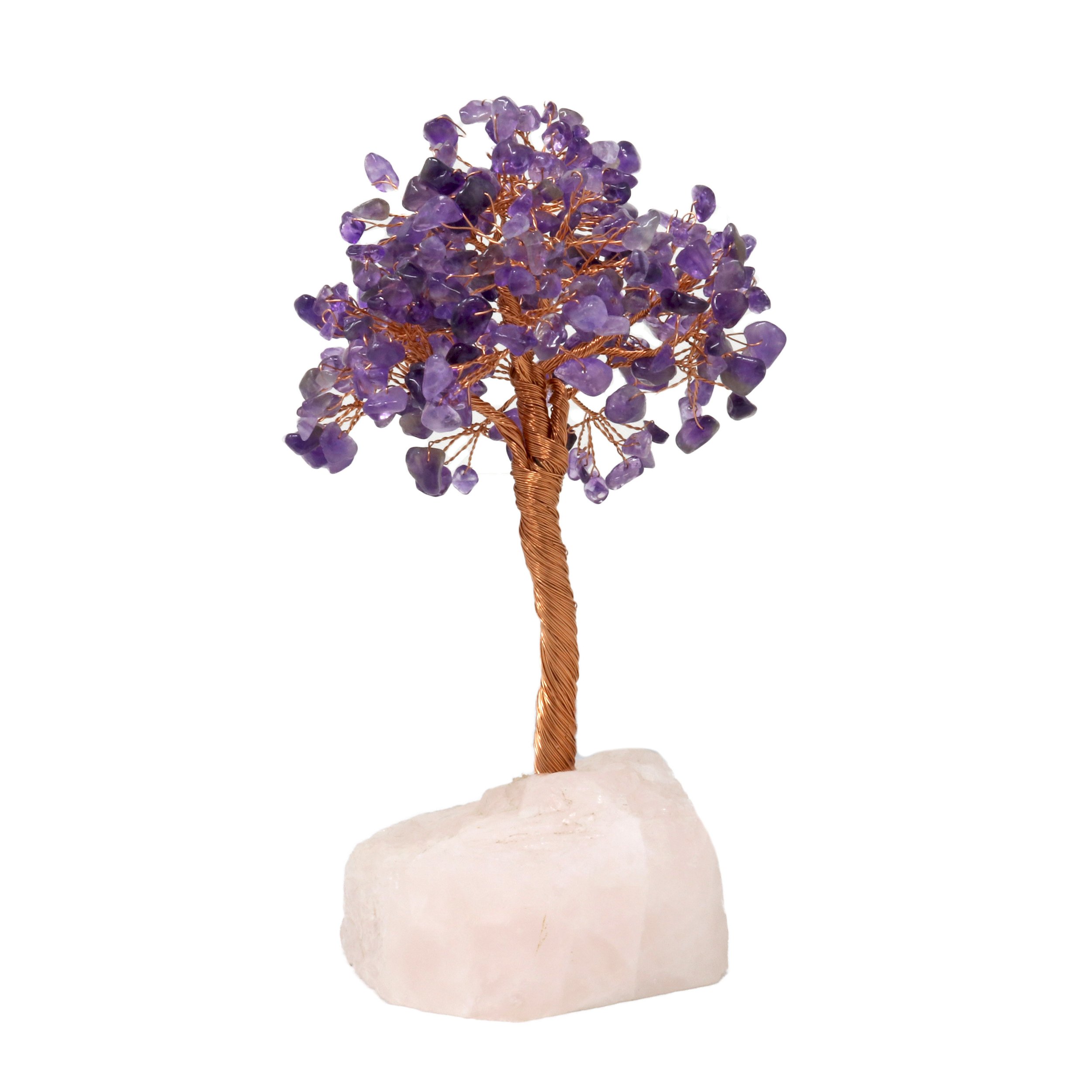 Amethyst Copper Wire Beaded Tree Of Life On Quartz Base