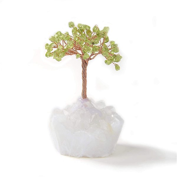 Closeup photo of Peridot Beaded Tree Of Life With Crystal Quartz Base