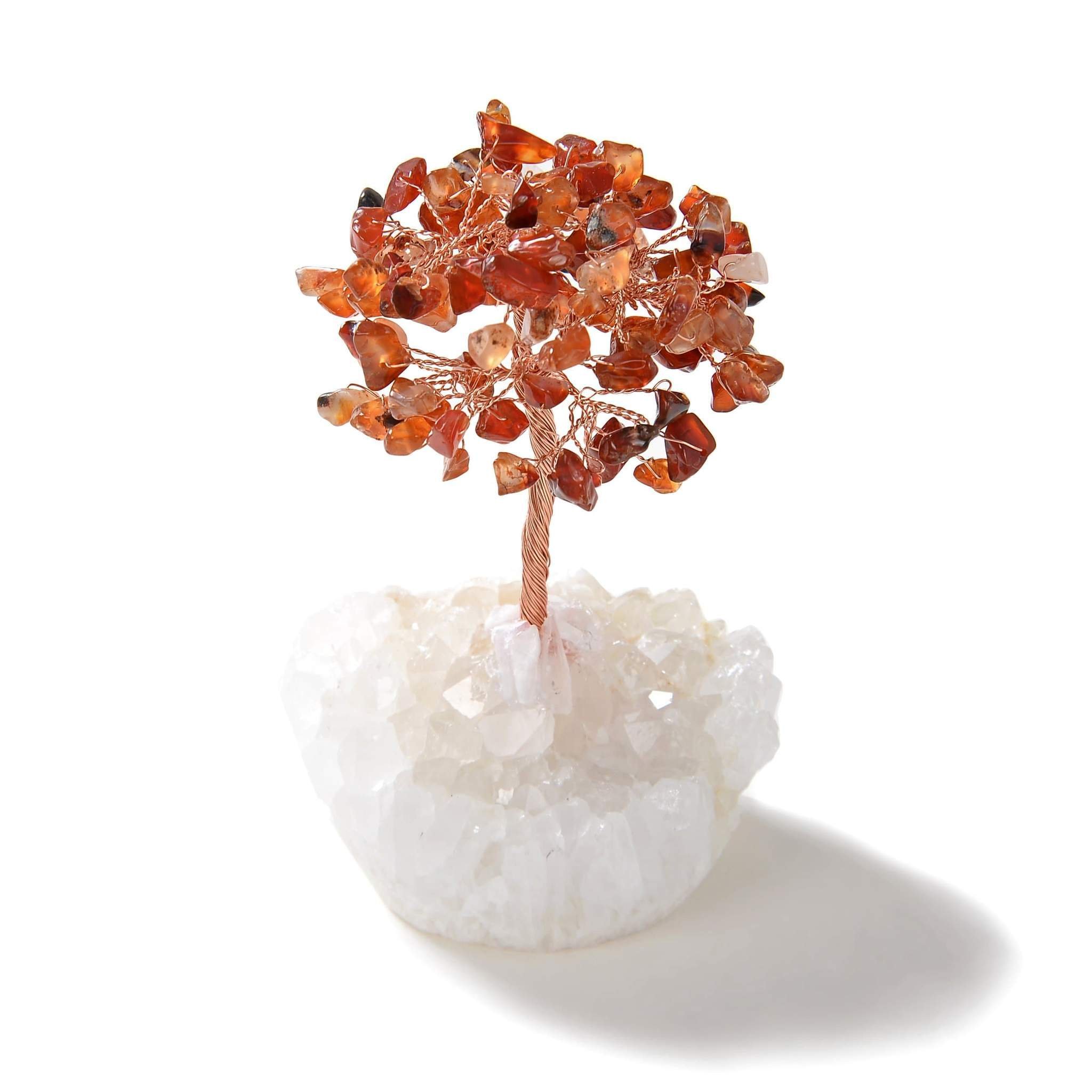 Carnelian Beaded Tree Of Life With Crystal Quartz Base