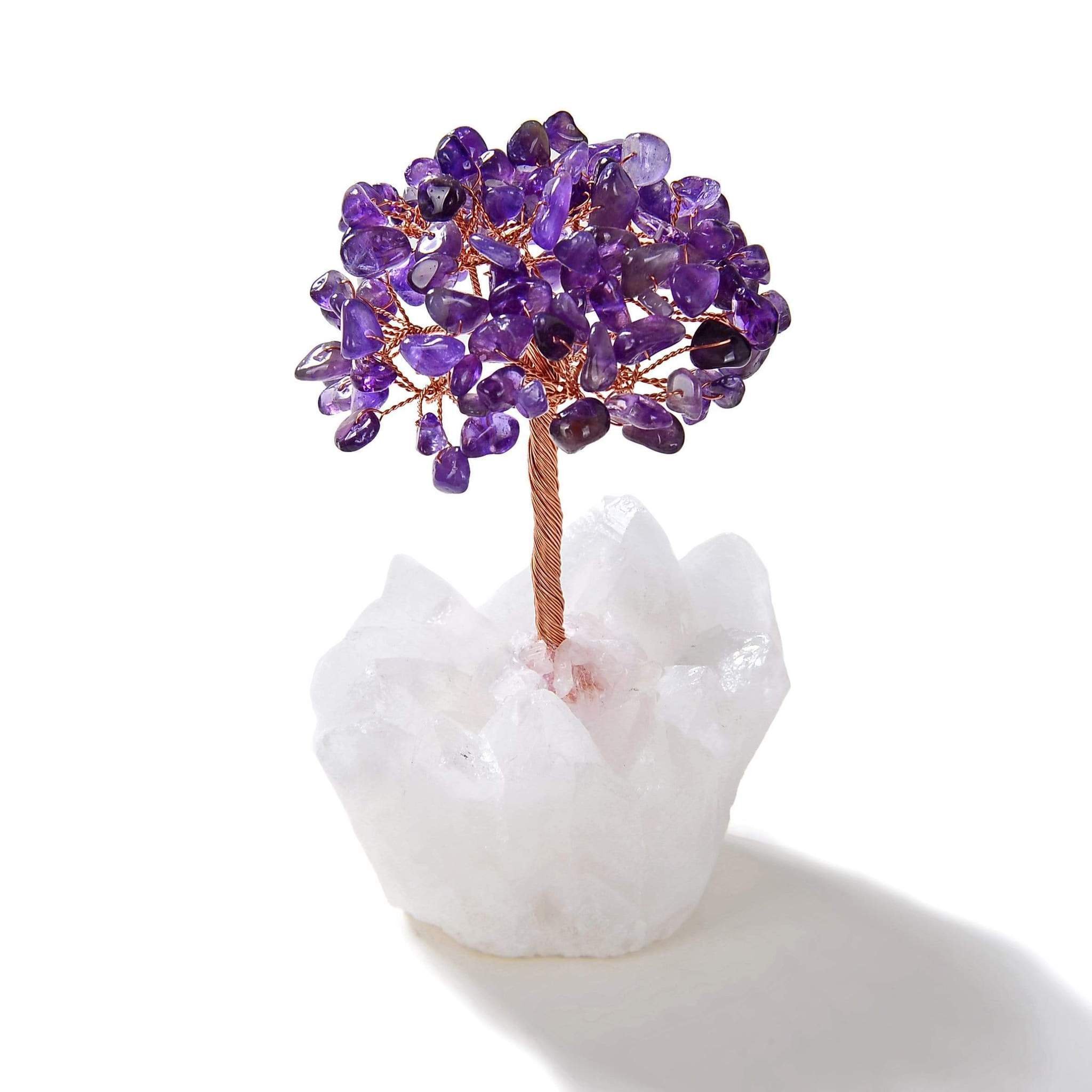 Amethyst Beaded Tree Of Life With Crystal Quartz Base