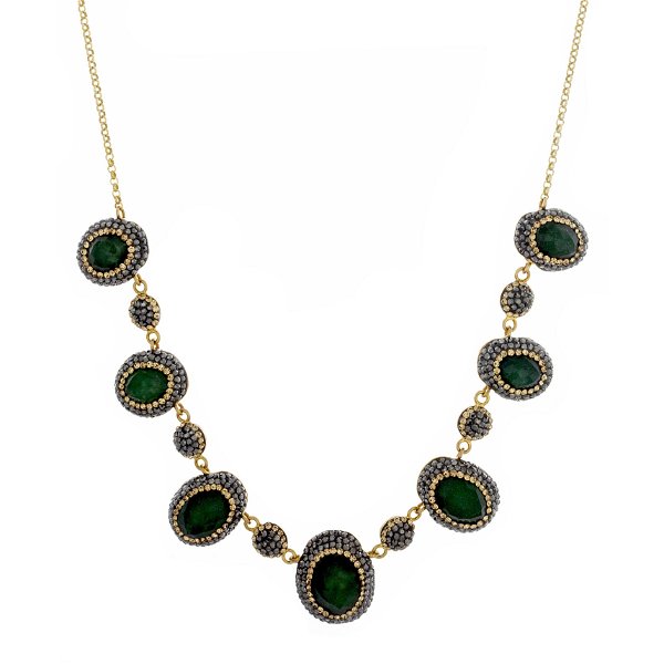 Closeup photo of Emerald Necklace With Marcasite And Swarovski Crystals