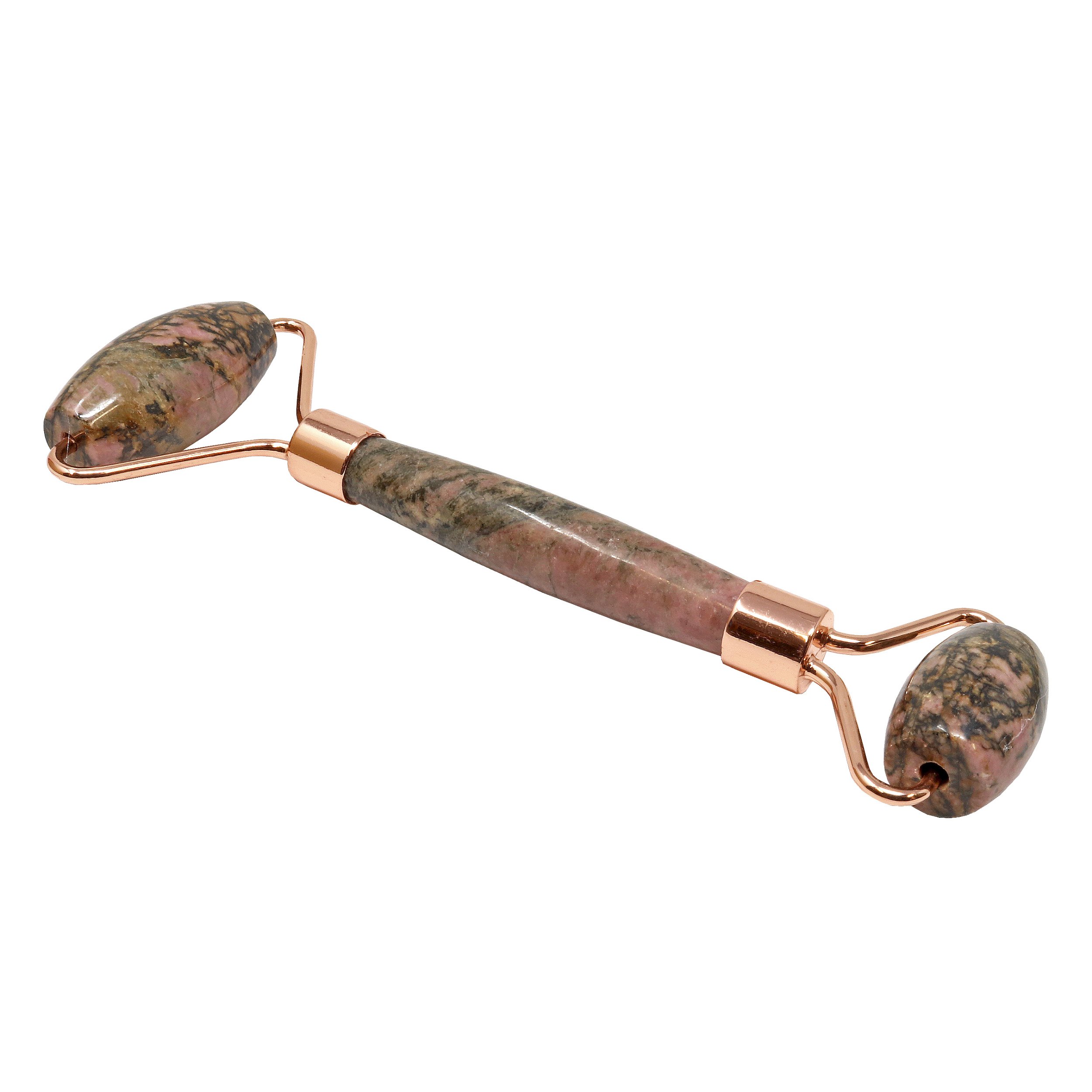 Rhodonite Facial Roller With Rose Gold Hardware