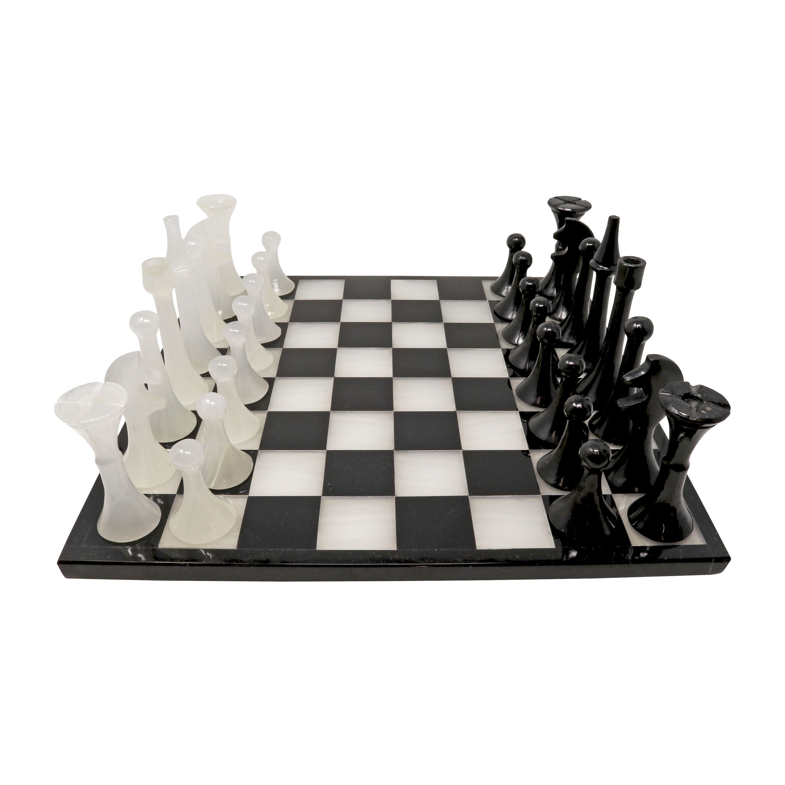 Onyx Chess Set Black & White (Large) with Italian Pieces