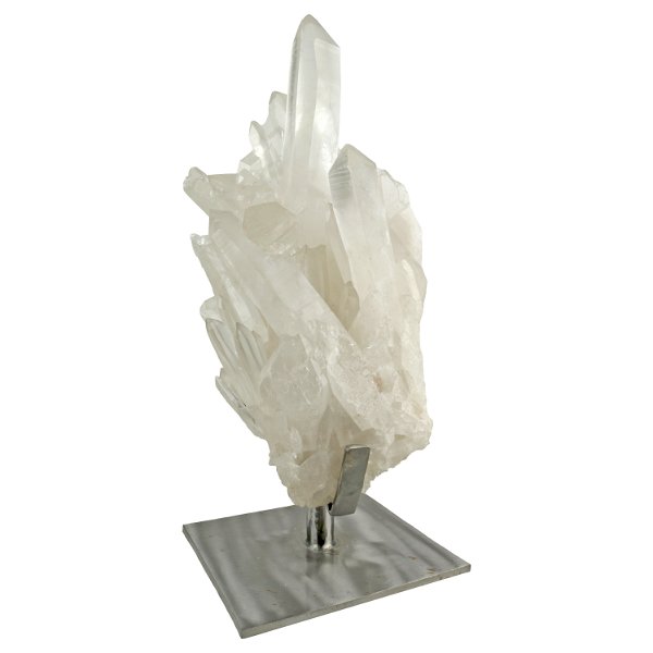 Closeup photo of Lemurian Quartz Crystal Cluster In Stand