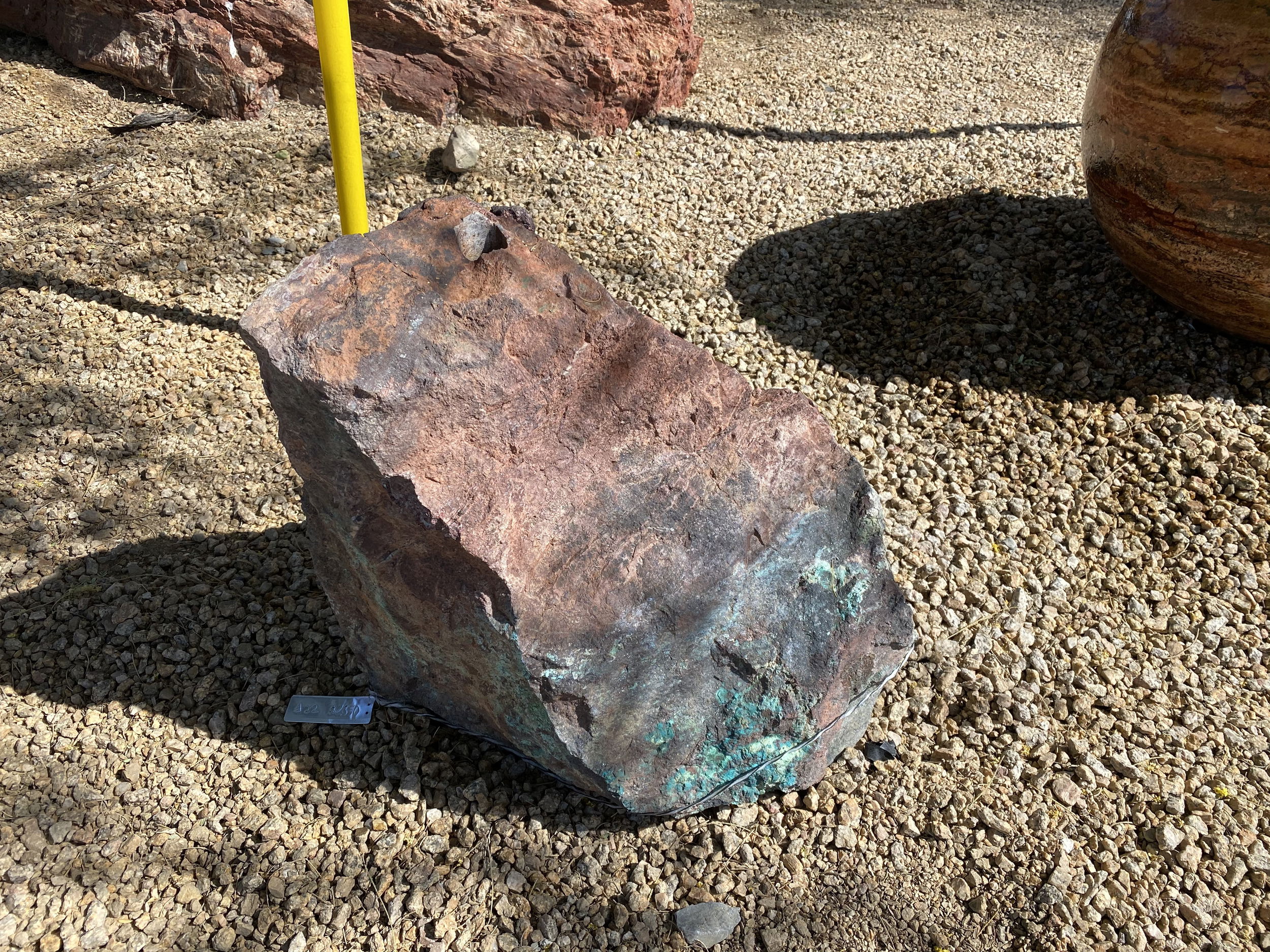 The Arizona Copper Ore Fountain - Moonlight Mine Chrysocolla & Specular Hematite enhances the tranquility of your yard, garden, or patio with its mesmerizing combination of vibrant Chrysocolla and striking Specular Hematite. Its captivating design brings an aesthetic appeal that elevates the overall ambiance of your outdoor space. Let Rare Earth Gallery’s white-glove service make your fountain dreams come true—simply choose your fountain, tell us where it goes, and we’ll handle the rest, from delivery to installation. IMPORTANT: the purchase price listed is for the FOUNTAIN ONLY and DOES NOT INCLUDE the cost of a basin, pump, parts or installation. Before purchasing a fountain online, we STRONGLY recommend you call us at (480) 575-4360 for a FREE consultation to discuss these additional costs and schedule a pre-site inspection. Also, free shipping does NOT apply to fountains, please call for a quote. Arizona Copper Ore Fountain - Moonlight Mine Chrysocolla & Specular Hematite