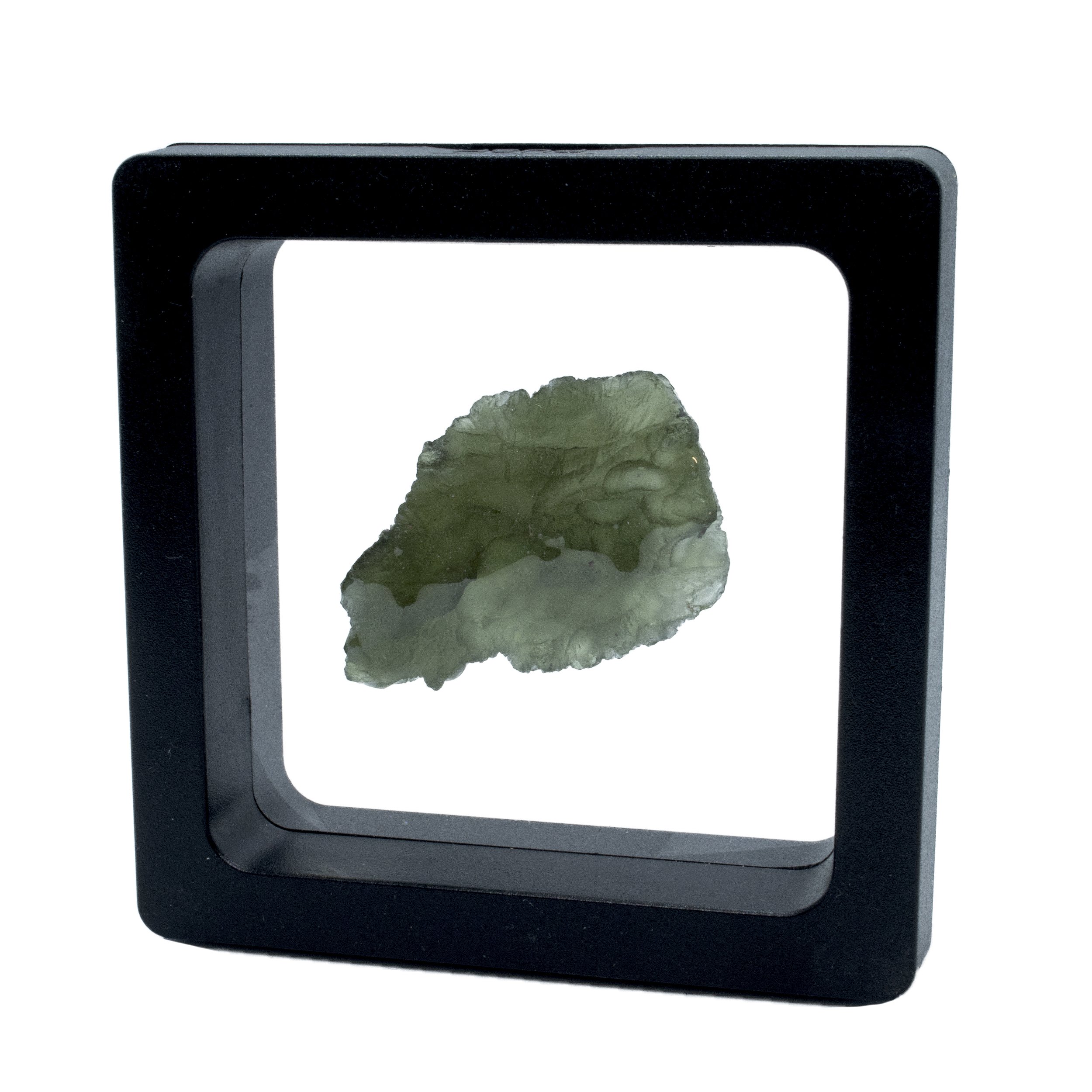 Moldavite Tektite Raw Nugget -Rugged Flat in Gel Case
