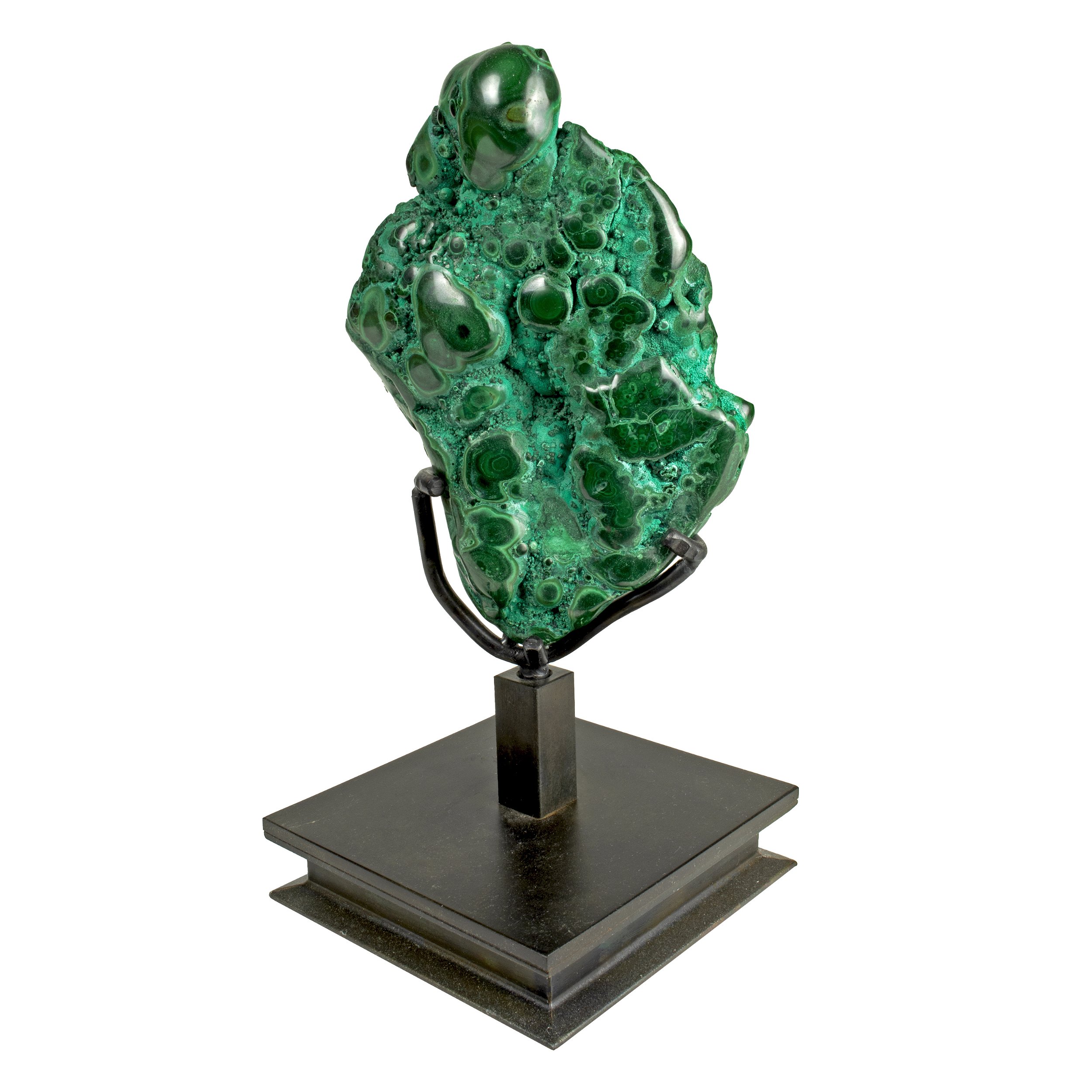 Chrysocolla Malachite On Custom Spinning Stand -Free form Polished with Dark Green Orbs
