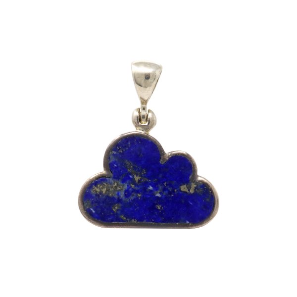 Closeup photo of Lapis Lazuli Cloud Pendant With Silver Bezel