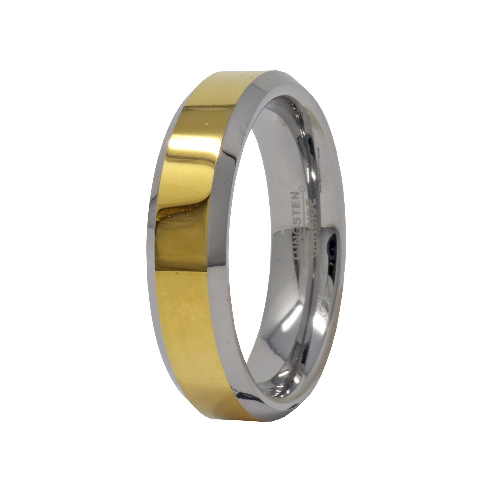Tungsten Ring Size 6.5 - 6mm Gold Plated Center