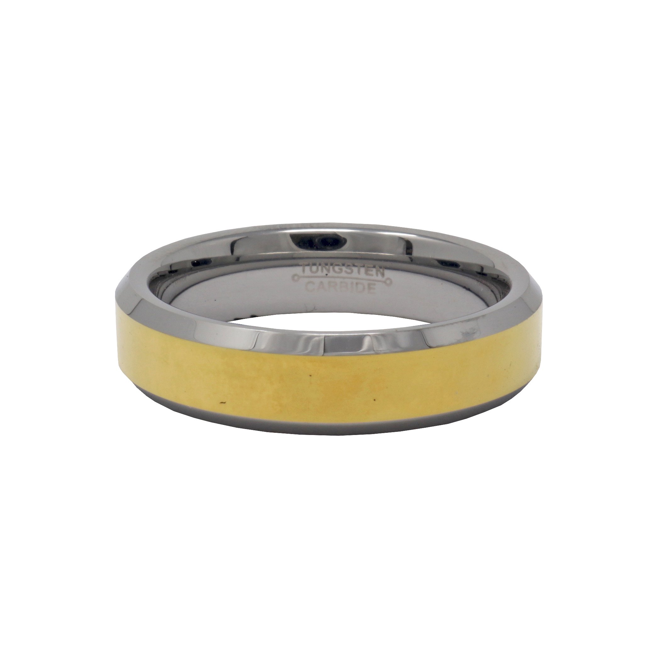 Tungsten RingSize 6 - 6mm Gold Plated Center