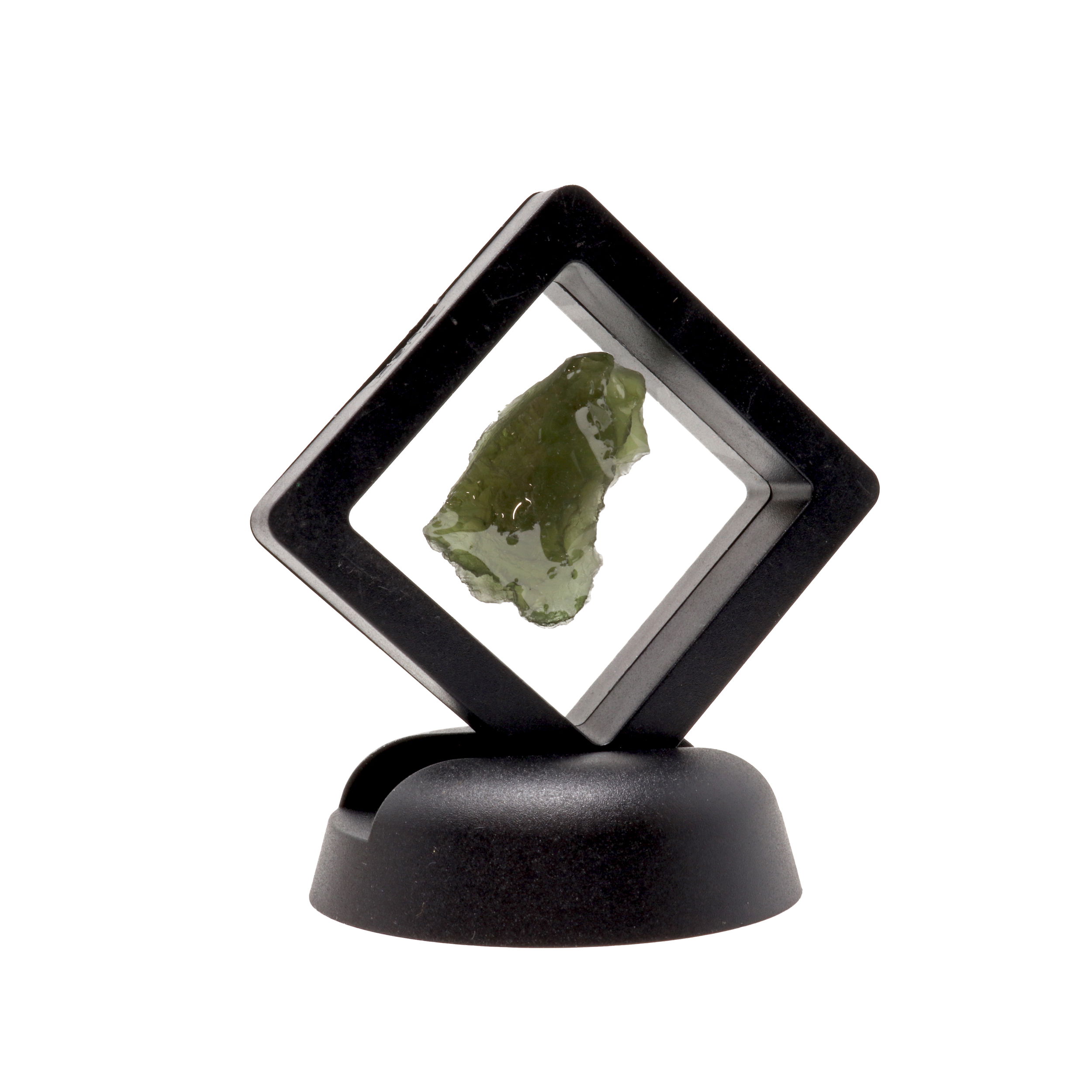 This Moldavite Tektite Raw Nugget is a unique and highly valued natural mineral specimen perfect for collectors of all levels. Found in the Czech Republic, this mountainous raw tektite is stored in a gel case for protection. Its distinct shape and flat side make it perfect for mineral, crystal, and gift collections. The Moldavite Tektite Raw Nugget is a one-of-a-kind collector's item that is sure to draw attention and admiration. Moldavite Tektite Raw Nugget - Mountainous with Flat Side in Gel Case