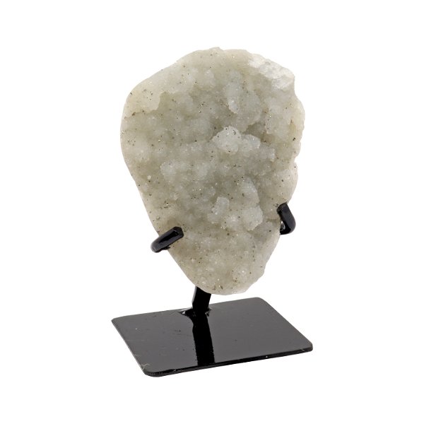 Closeup photo of White Quartz Druze On A Fitted Stand