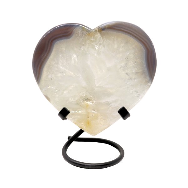 Closeup photo of Agate Quartz Heart On A Spiral Fitted Stand
