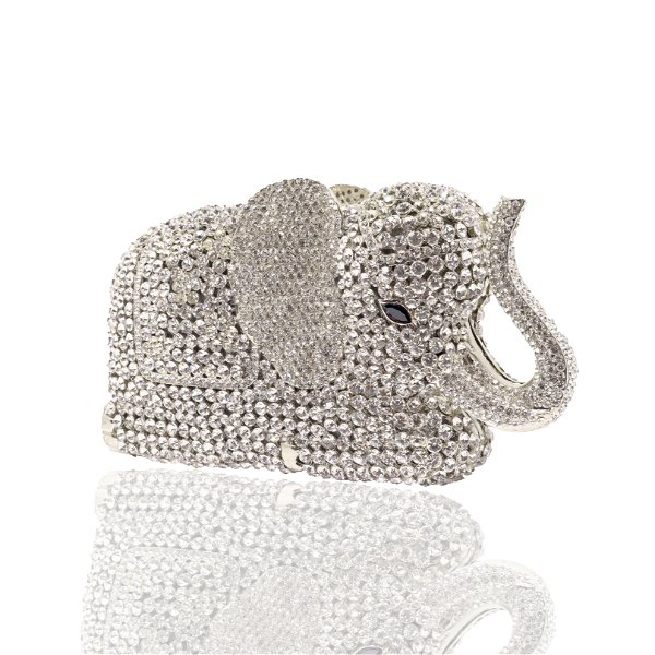 Closeup photo of Clear Elephant Jewel Purse With Chain