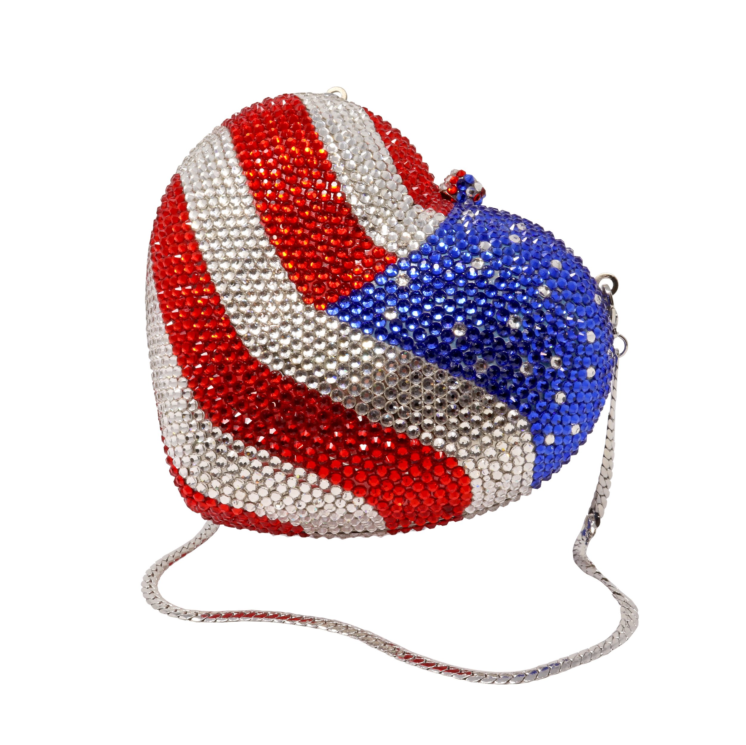 American Flag Heart Jewel Purse With Chain