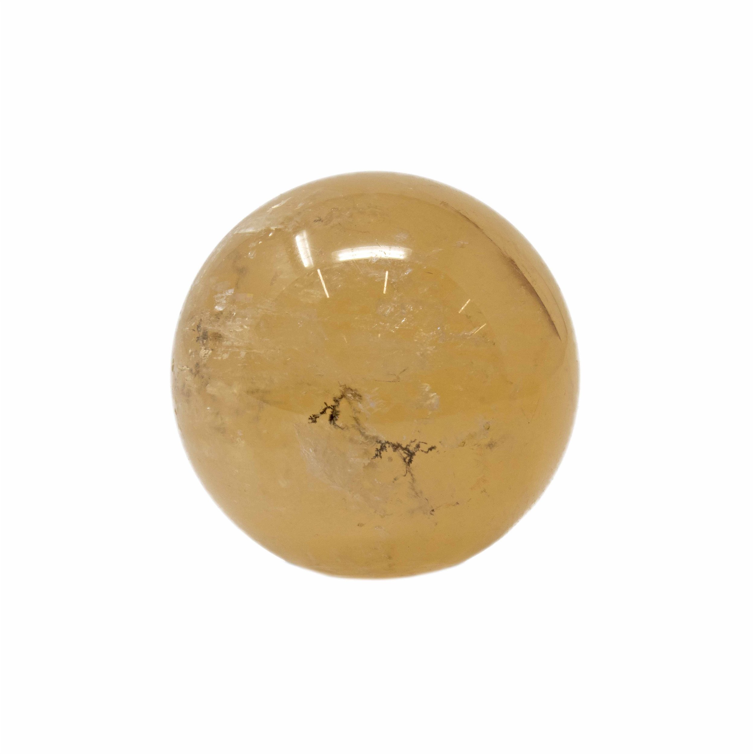 Golden Calcite Sphere - Flecks Of Dendrite