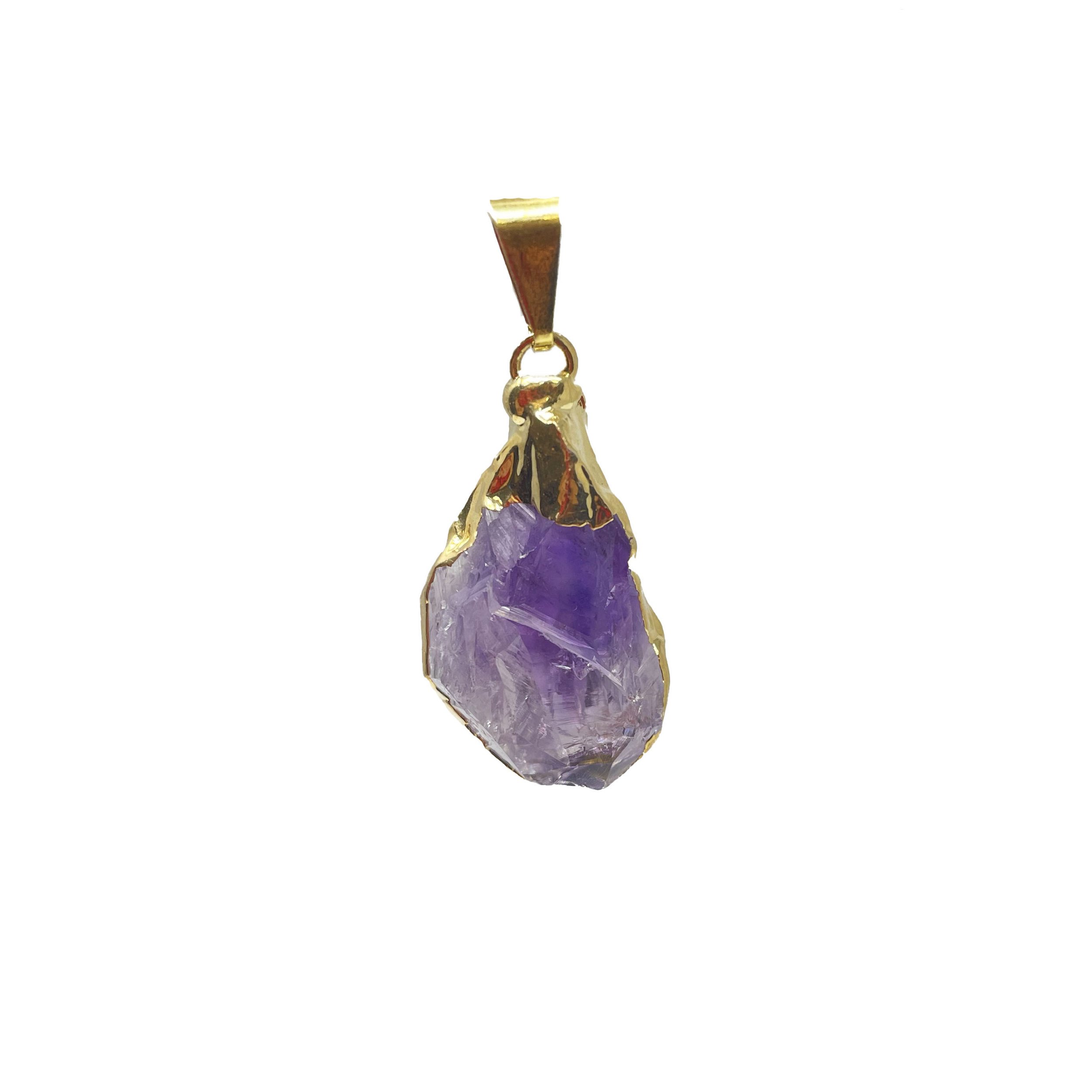 Natural Gold Plated Amethyst Crystal Pendant