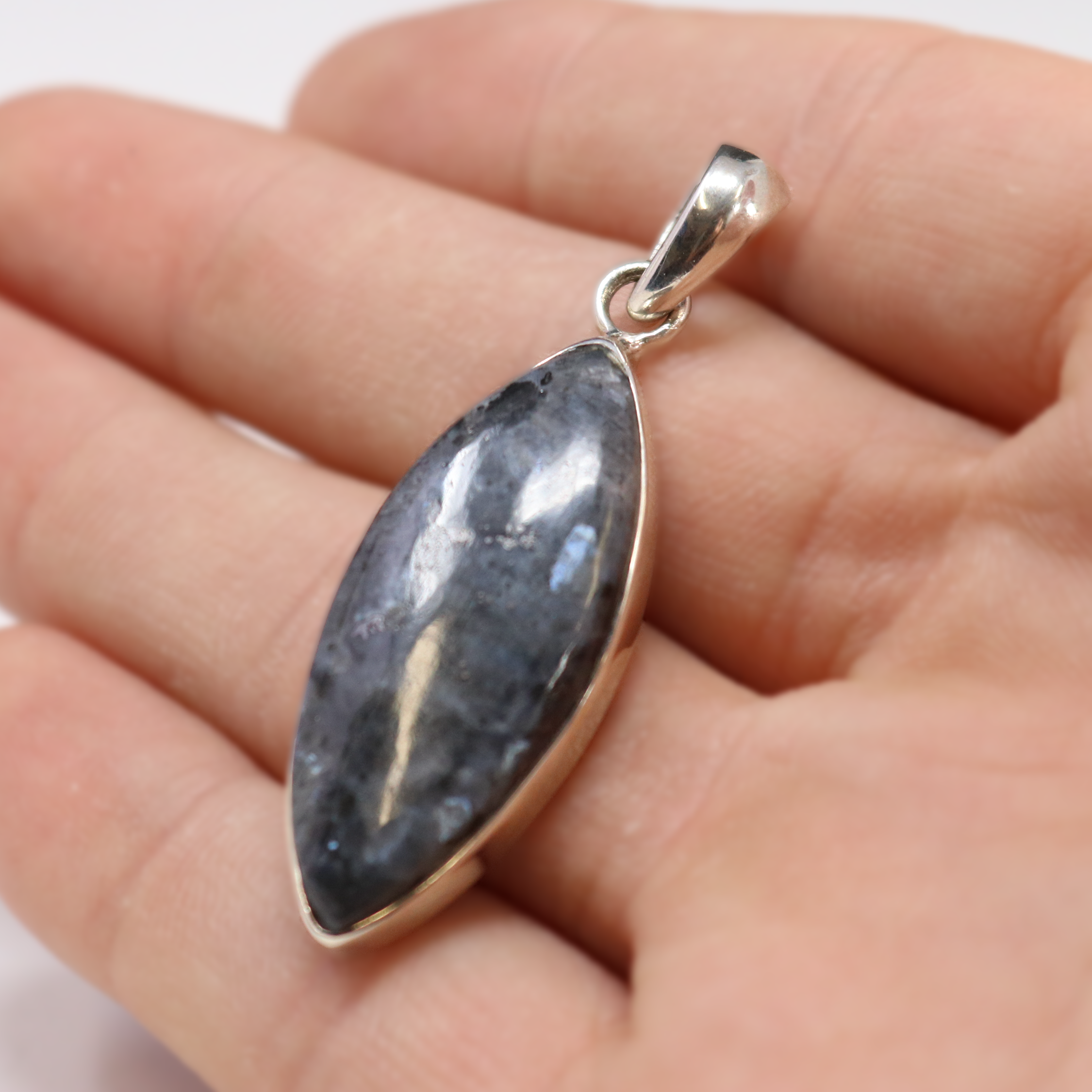 Larvikite Pendant - Sharp Oval