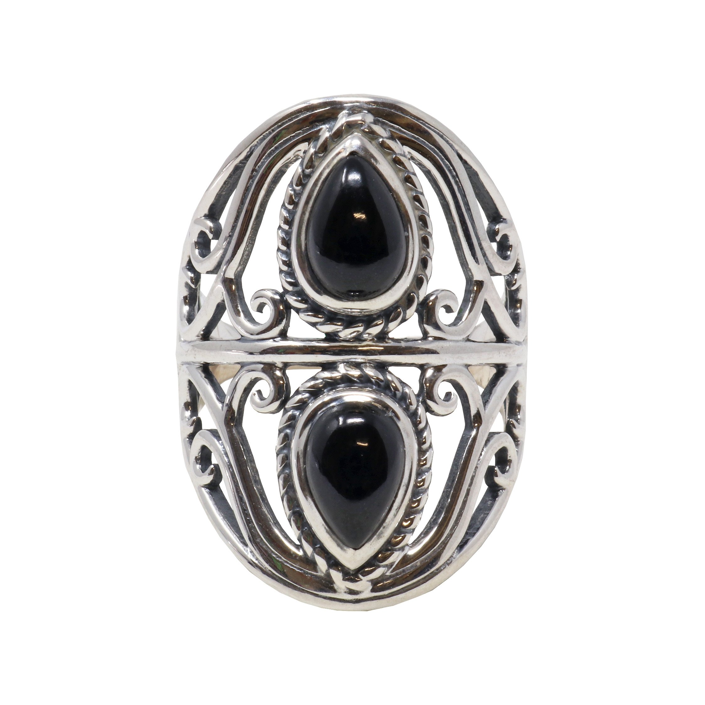 Black Onyx Ring Size 8 - 2 Pears