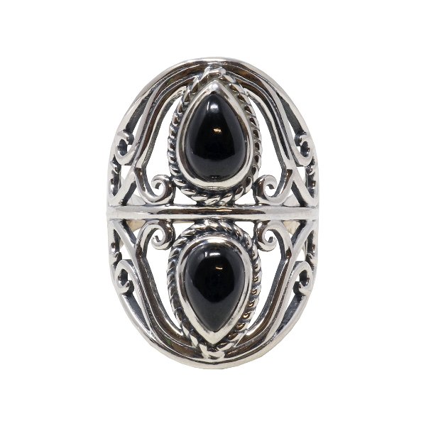 Closeup photo of Black Onyx Ring Size 8 - 2 Pears