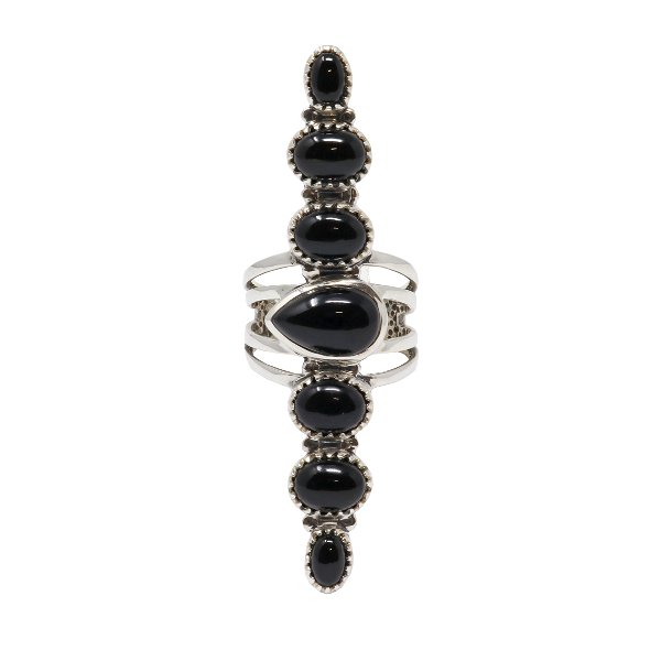 Closeup photo of Black Onyx Ring Size 6 - Ovals & Pear