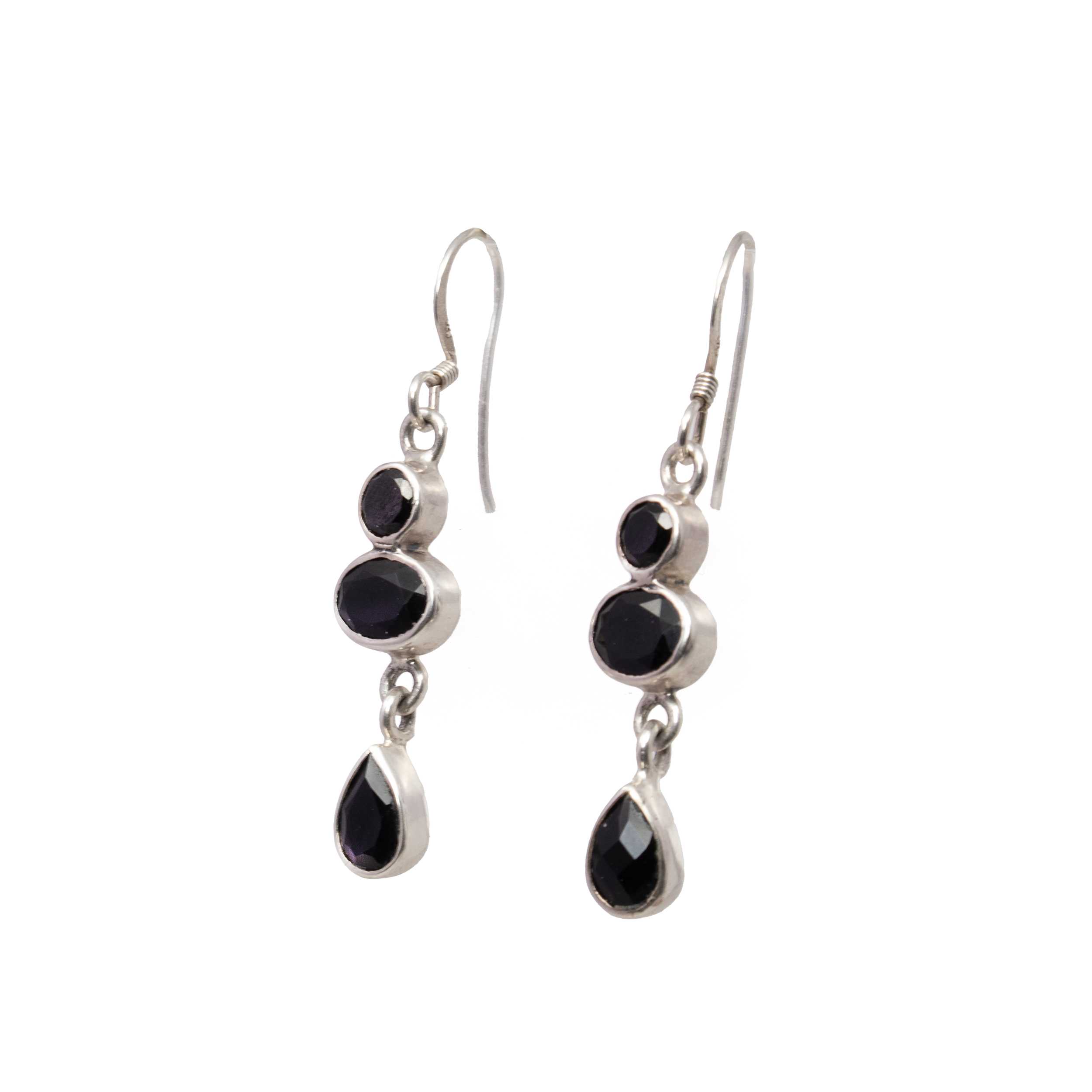 Black Onyx Faceted Set - Necklace & Dangle Earrings