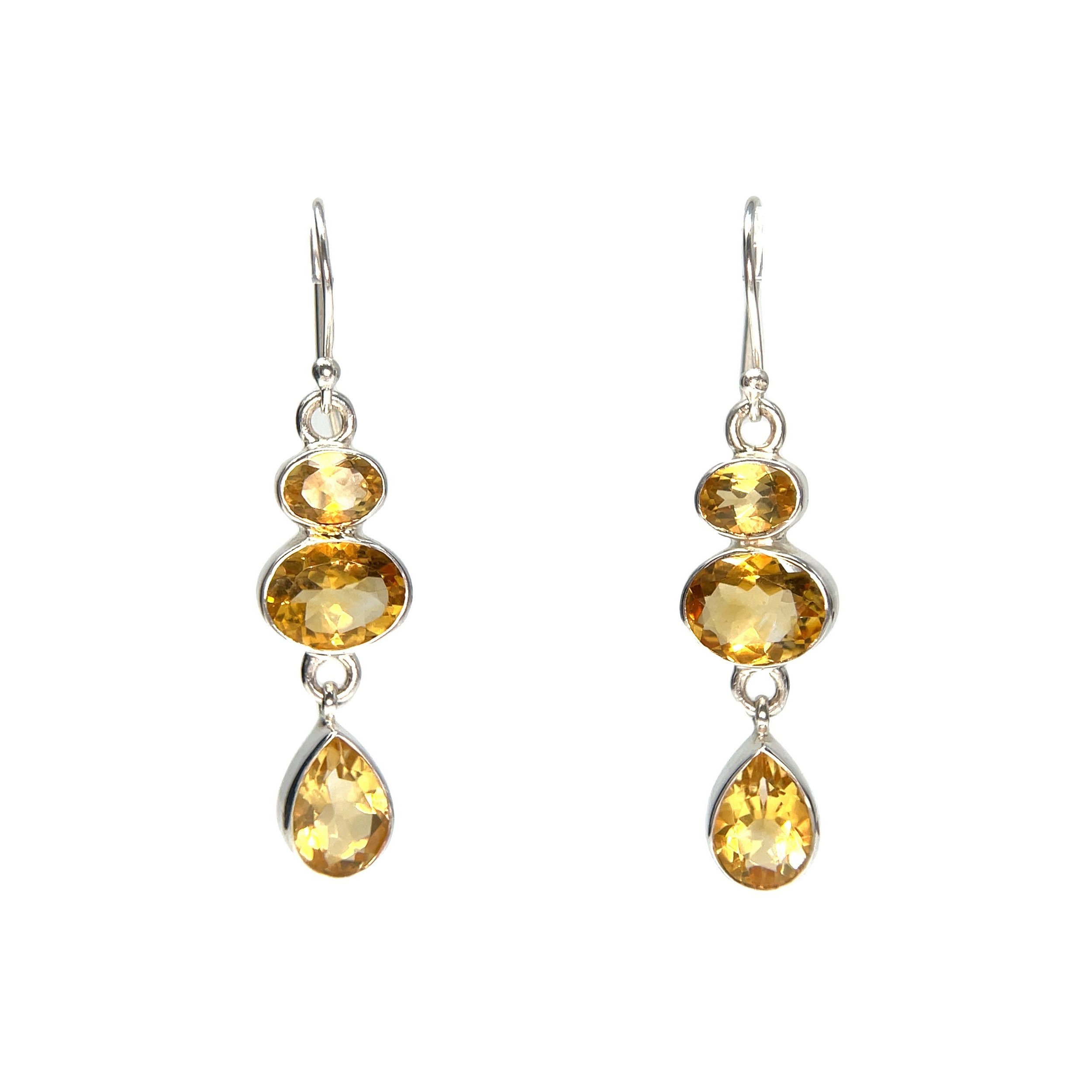 Citrine Faceted Set - Necklace & Dangle Earrings