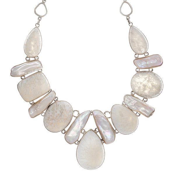 Closeup photo of Scolecite & Pearls Necklace