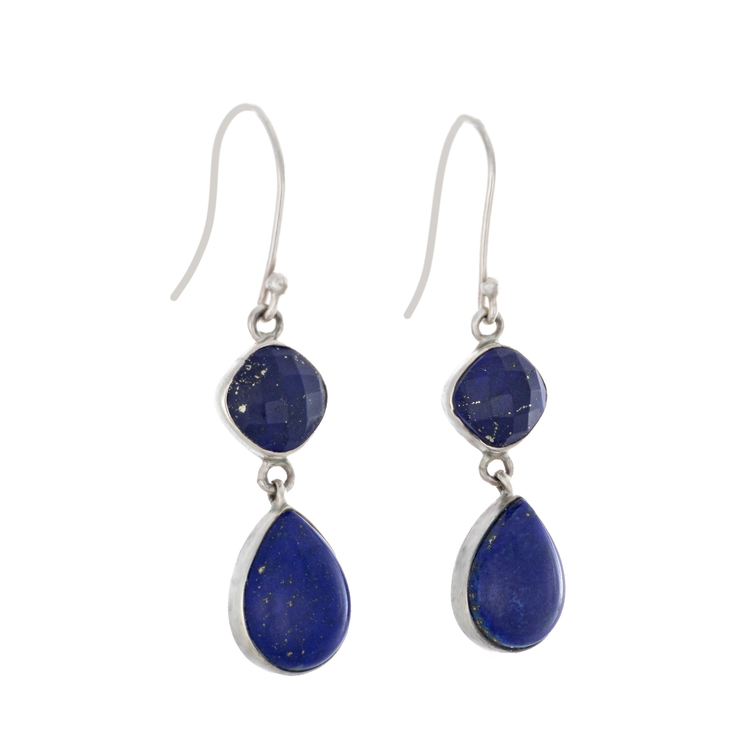Lapis Lazuli Set - Geometric Necklace & Dangle Earrings
