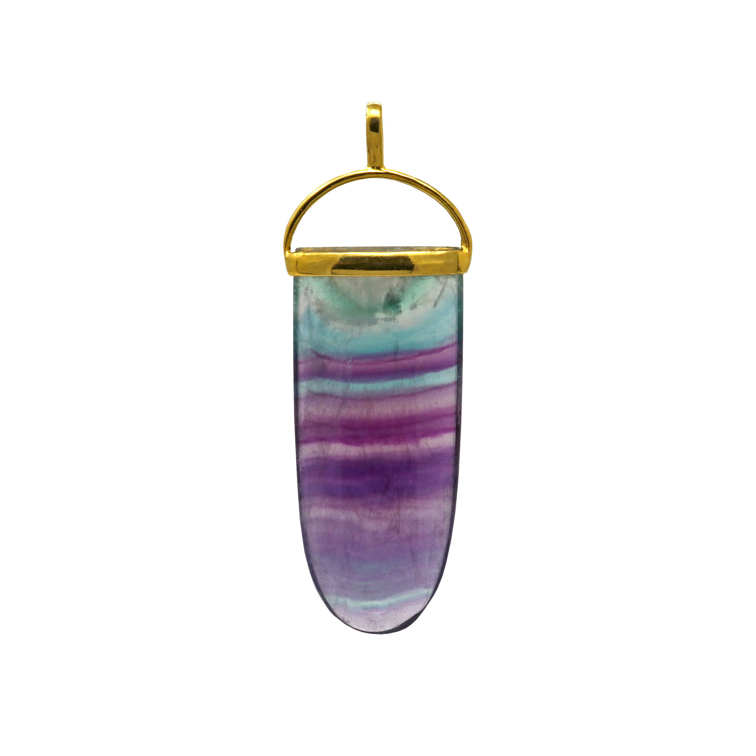 Rainbow Fluorite Pendant with Gold Overlay Bezel Bail