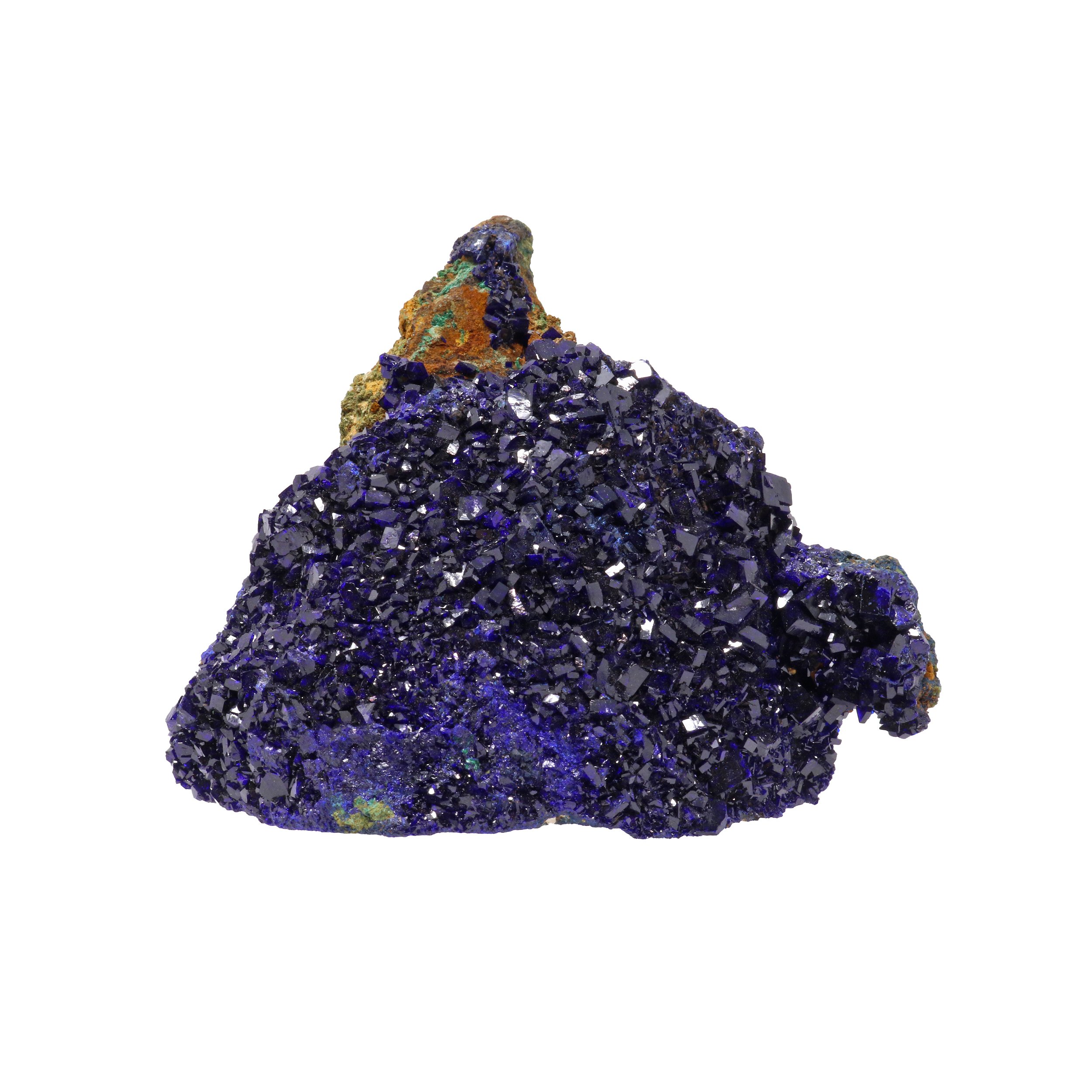 Azurite Specimen On An Acrylic Stand - Large Patch Of Midnight Blue Crystals