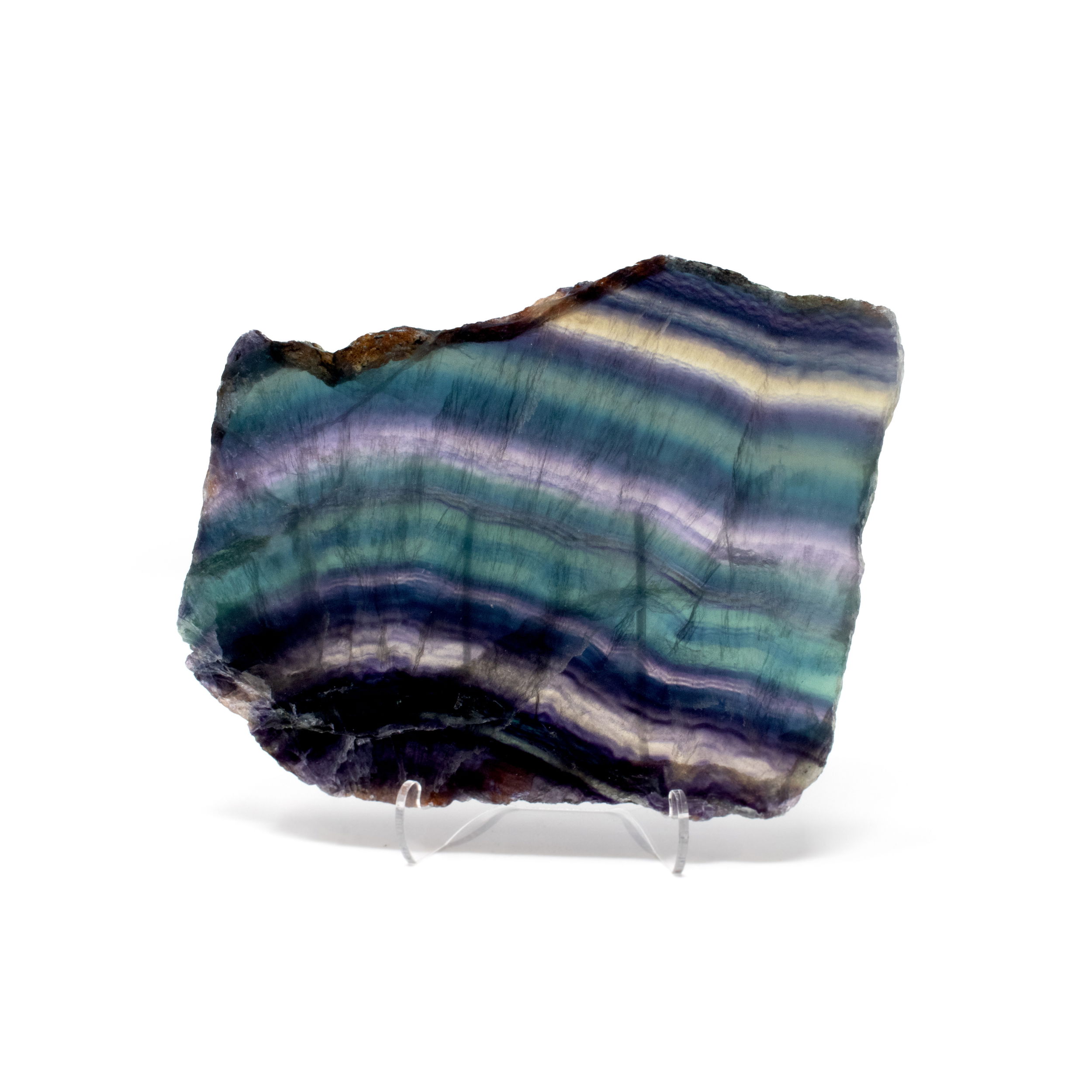 Rainbow Fluorite Slice AA Grade with Lucite Stand