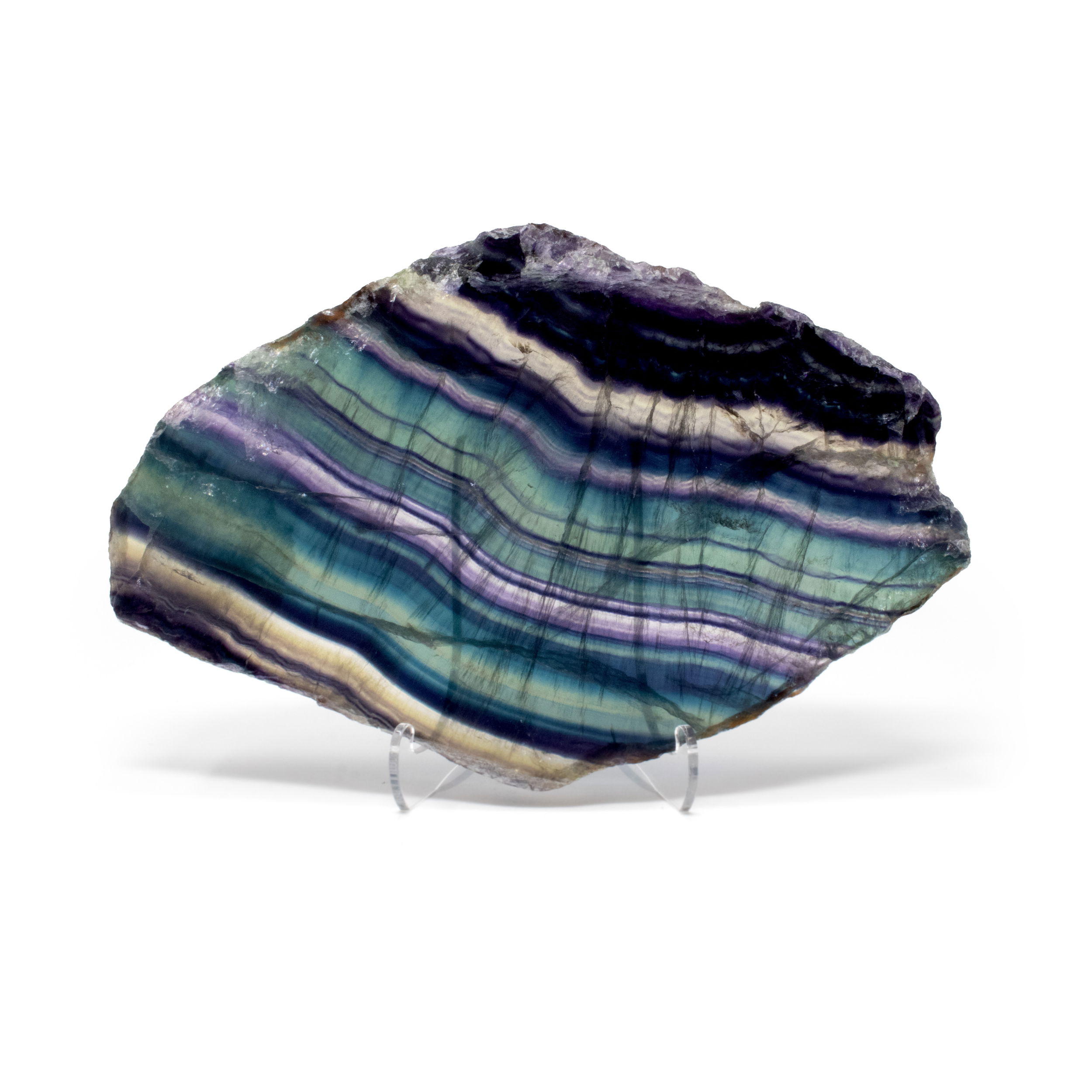 Rainbow Fluorite Slice AA Grade with Lucite Stand