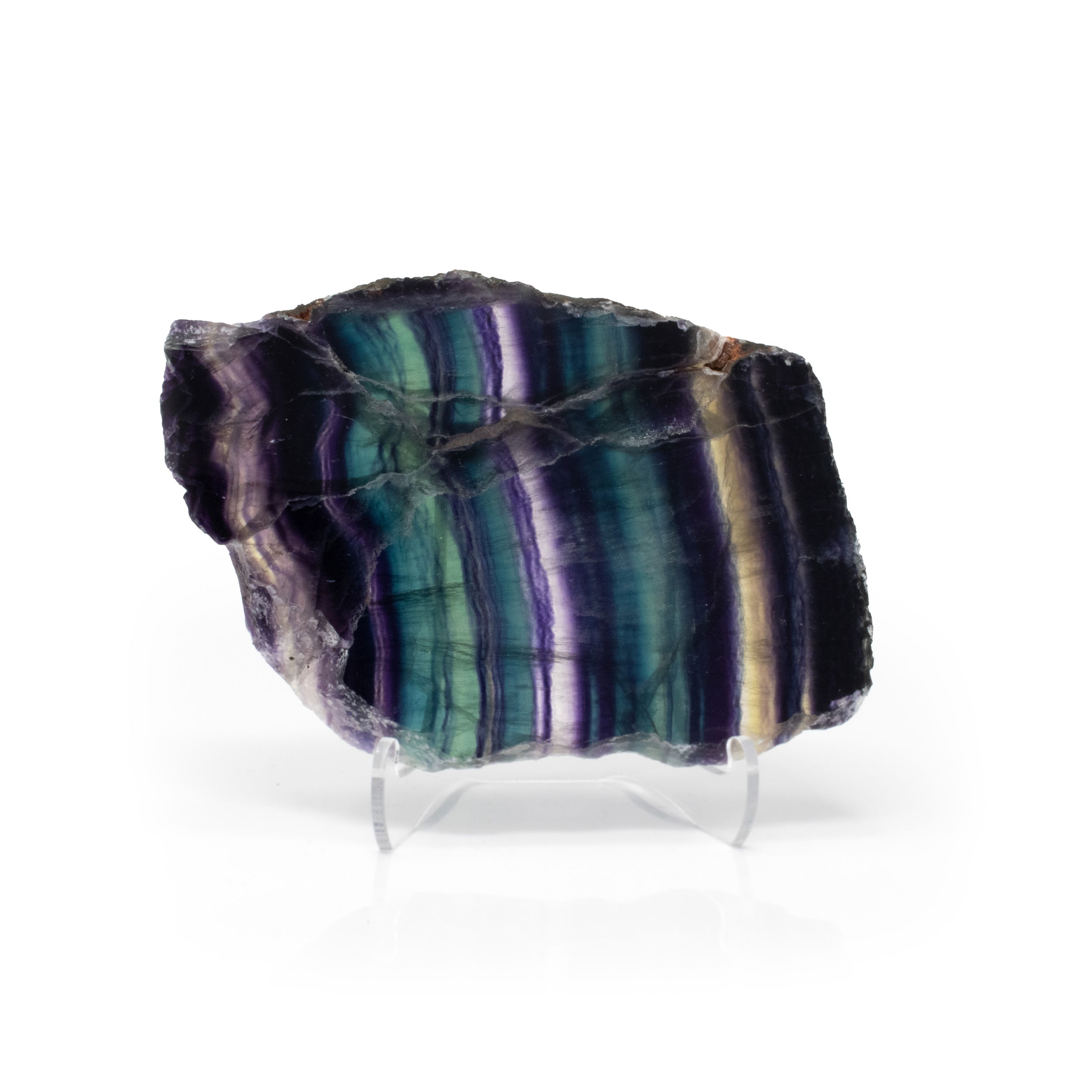 Rainbow Fluorite Slice AA Grade with Lucite Stand