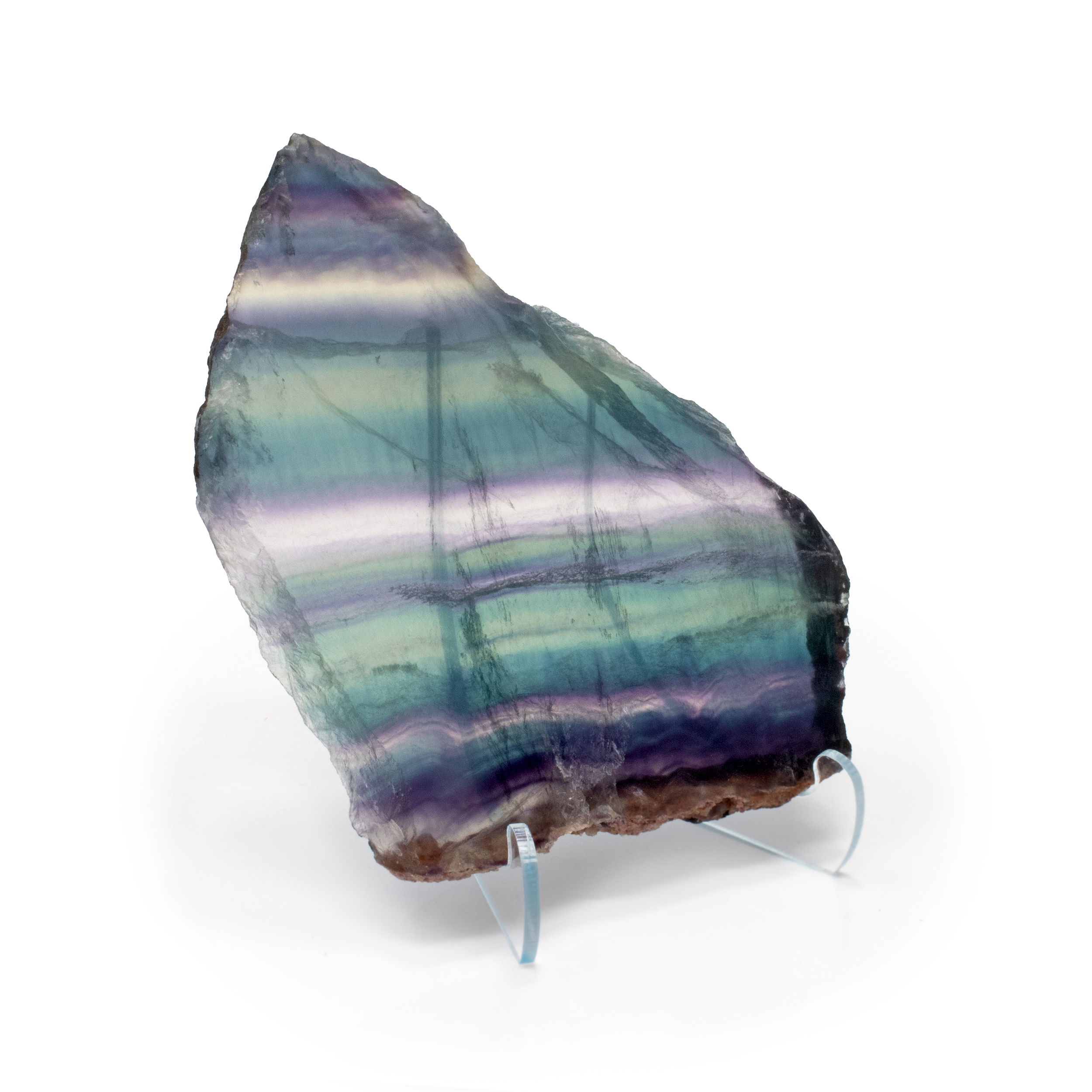 Rainbow Fluorite Slice AA Grade with Lucite Stand