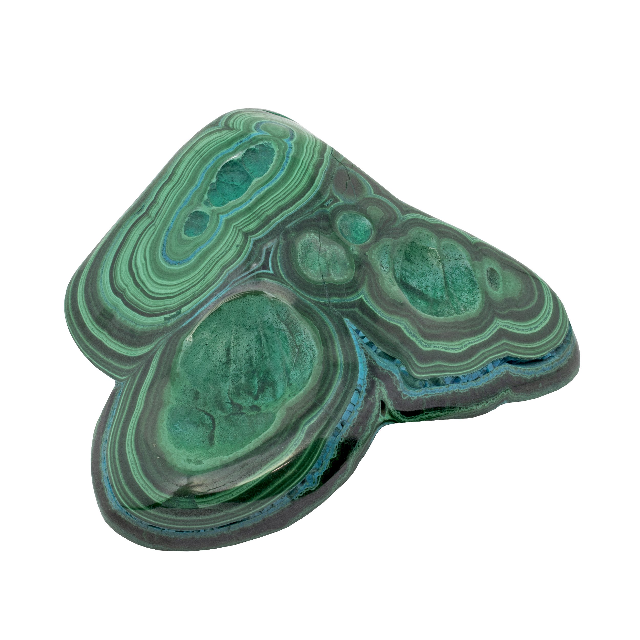 Chrysocolla Malachite Freeform Polished - 3 Indentations On The Face With Green Banding