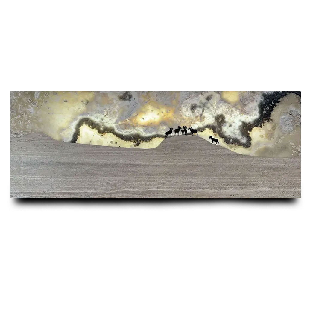 Onyx & Travertine Wall Panel Luminary With Ram