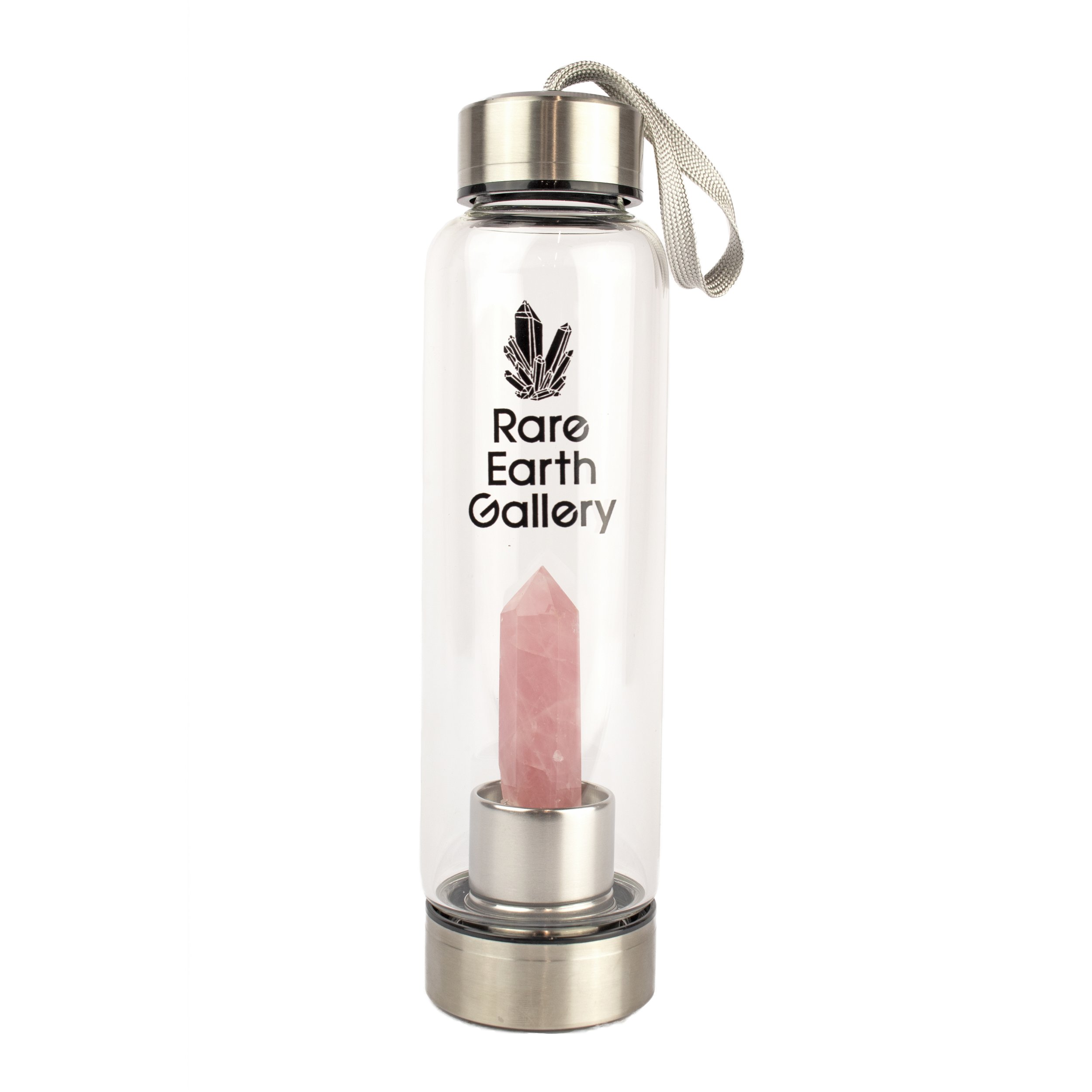 Rose Quartz Point Water Bottle With Sleeve