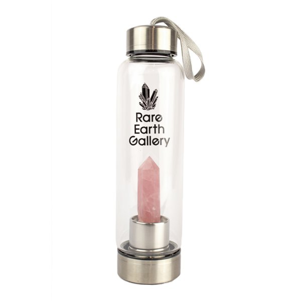 Closeup photo of Rose Quartz Point Water Bottle With Sleeve