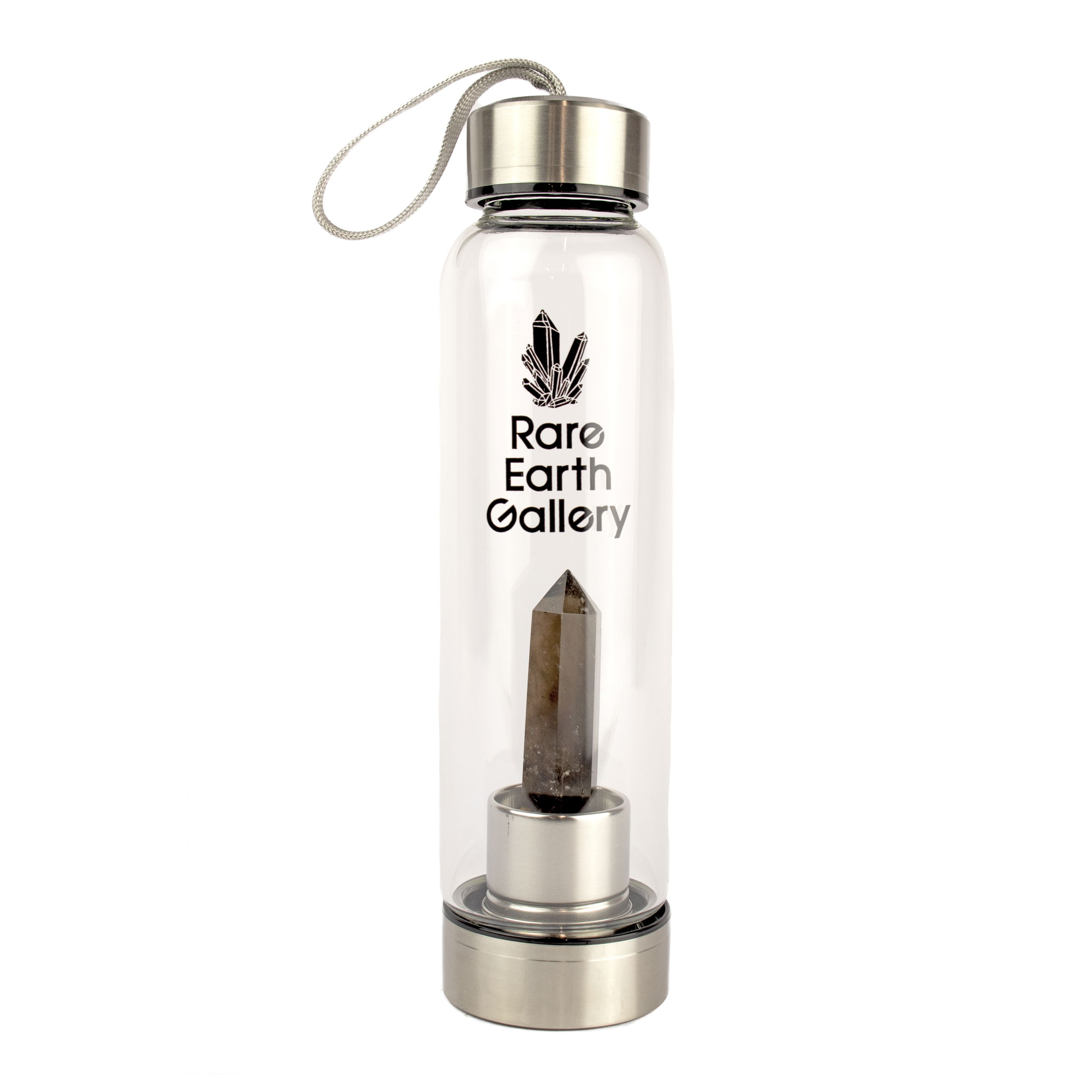 Smoky Quartz Point Water Bottle with Neoprene Sleeve