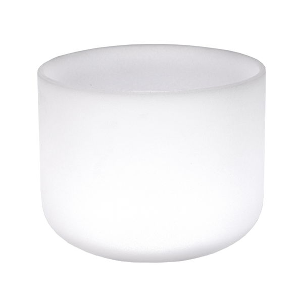 Closeup photo of 8" Frosted Quartz Singing Bowl Note B +