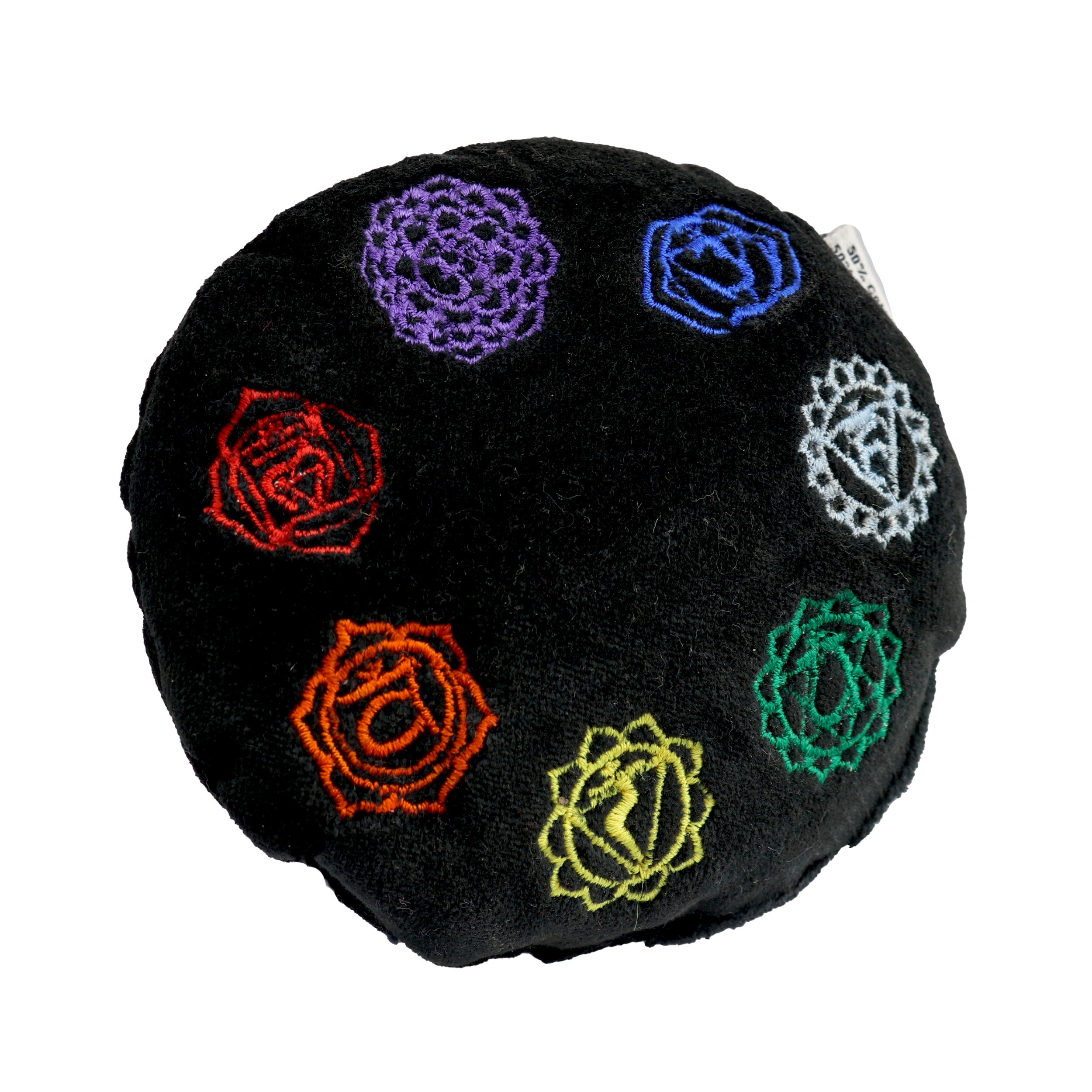 Black Velvet Embroidered Round Cushion - Chakra