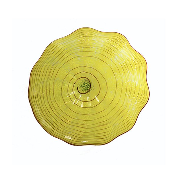 Closeup photo of Wall Plate Small - Yellow Swirl With Red Edge