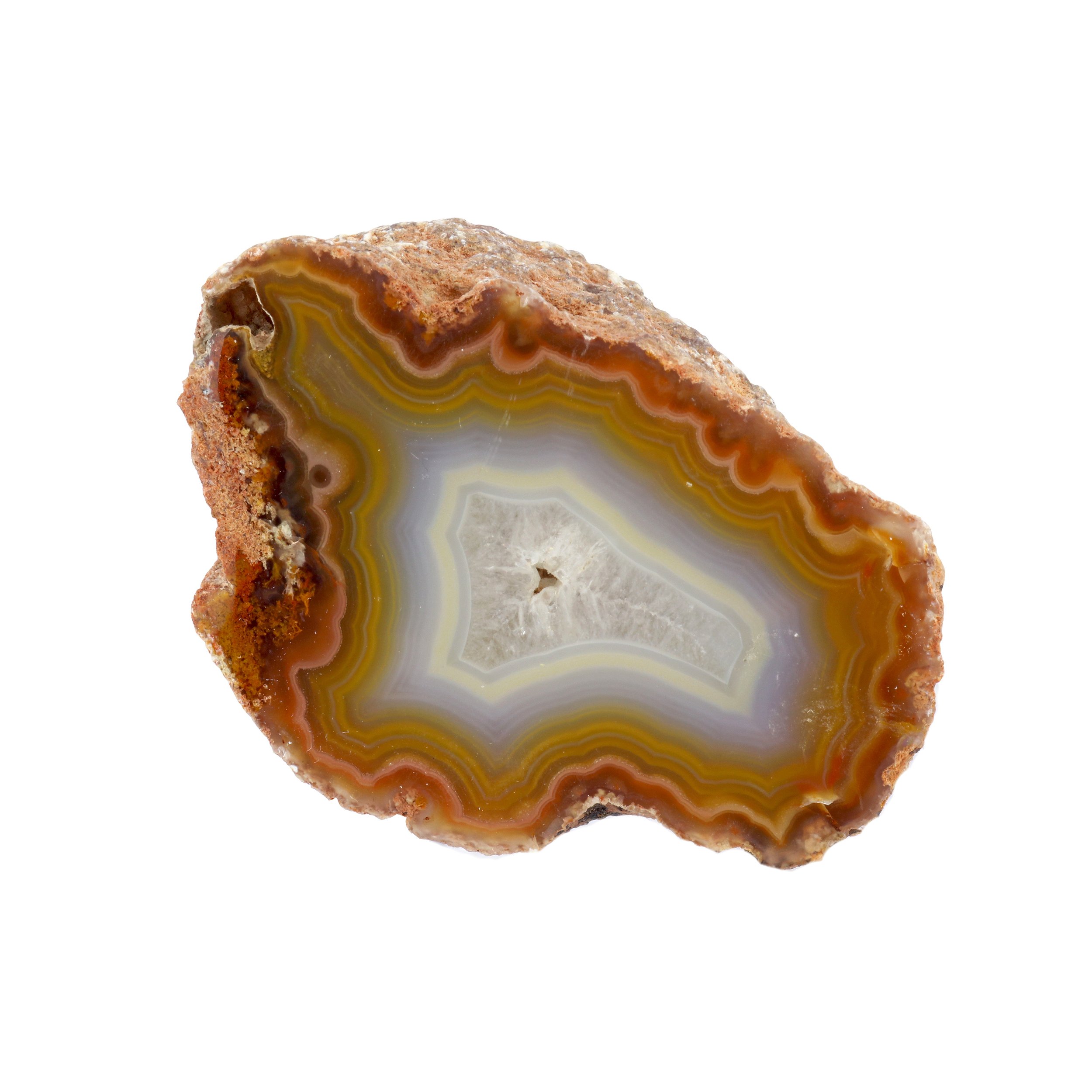 Laguna Agate Geode - Amber Yellow Band With A Blue White And Druze Center