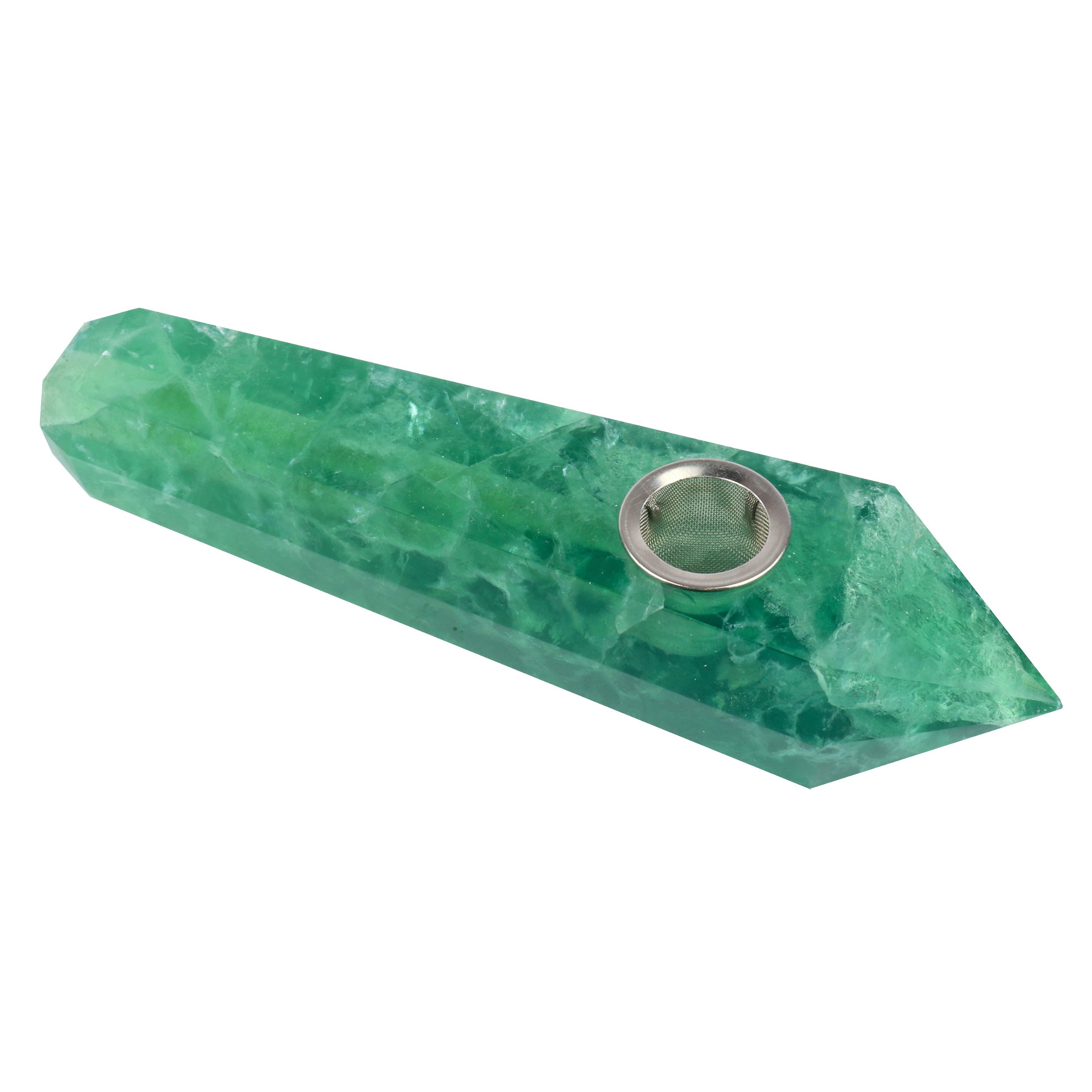 Green Fluorite Pipe With Extra Screens In Gift Box