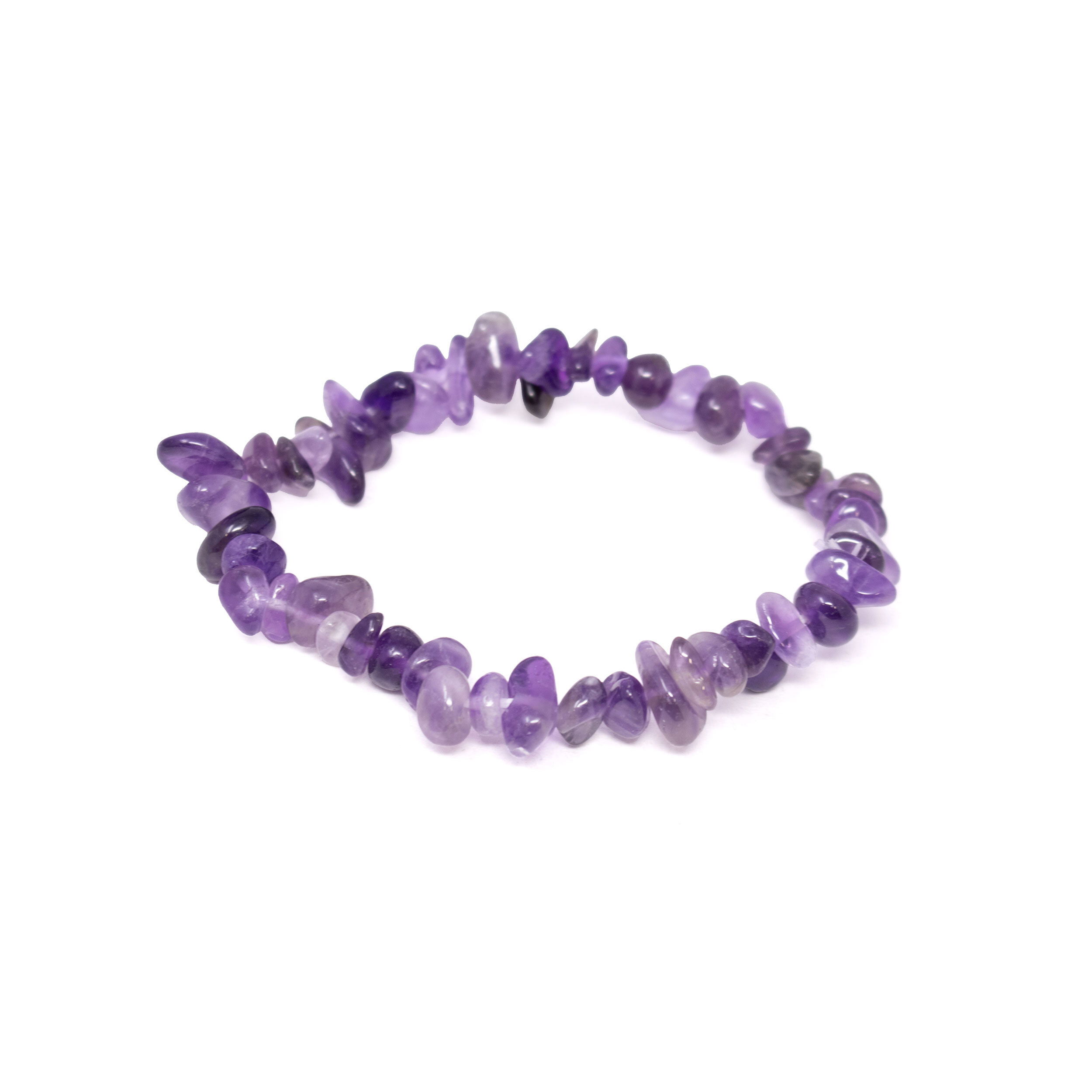 Adorn your wrist with calming elegance—the Amethyst Chip Bracelet is a graceful fusion of natural beauty and tranquil energy. Crafted from genuine tumbled amethyst stones, each chip showcases its own shades of violet and lavender, forming a unique, organic rhythm of color and form.Beloved as the stone of clarity and peace, amethyst is said to soothe the mind and spirit. Whether worn solo or layered, this bracelet adds a gentle touch of nature’s magic to your everyday style. A thoughtful gift or a personal talisman, it brings both beauty and balance to any collection. Amethyst Chip Bracelet