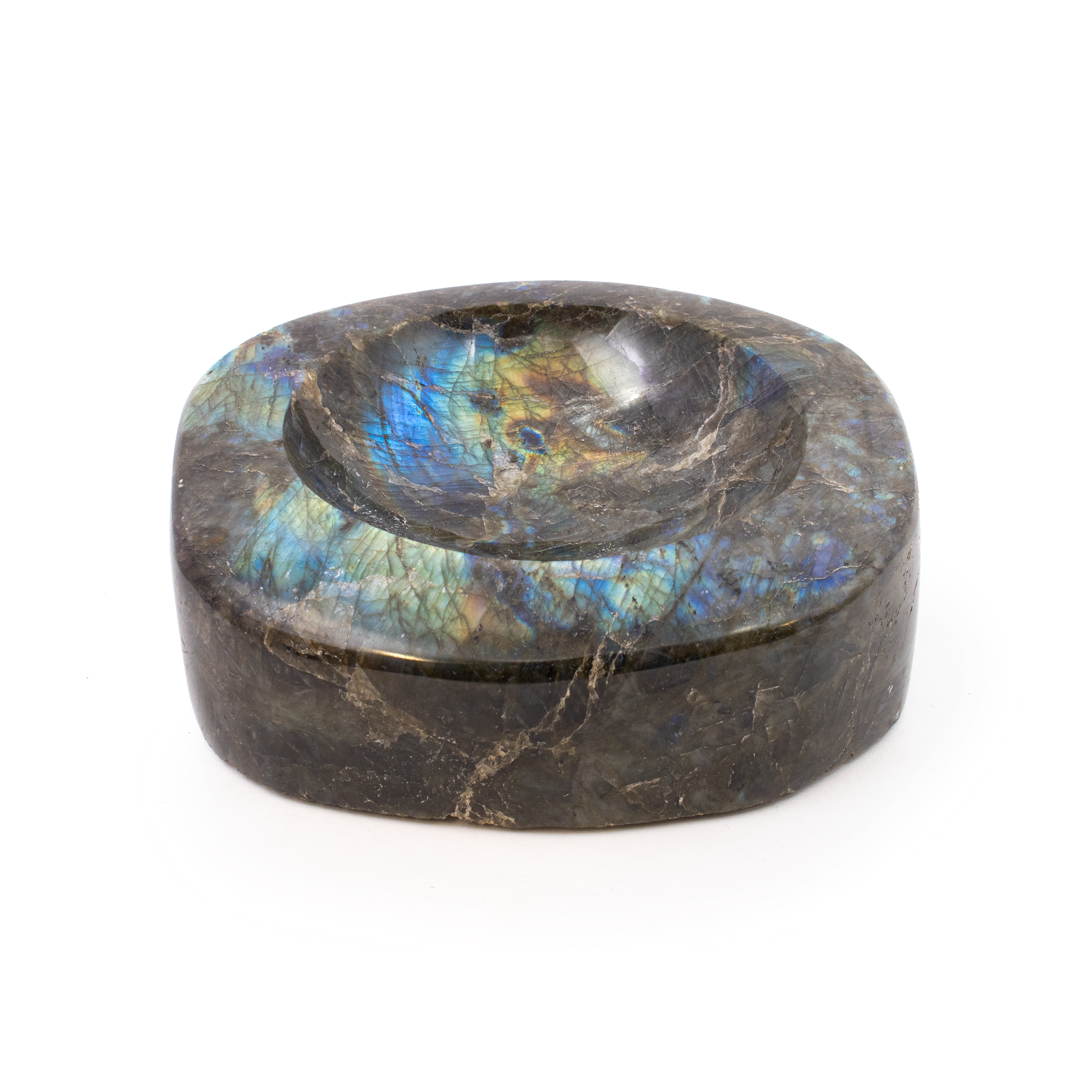 Labradorite Polished Circular Dish - Shimmers Blue Purple And Orange