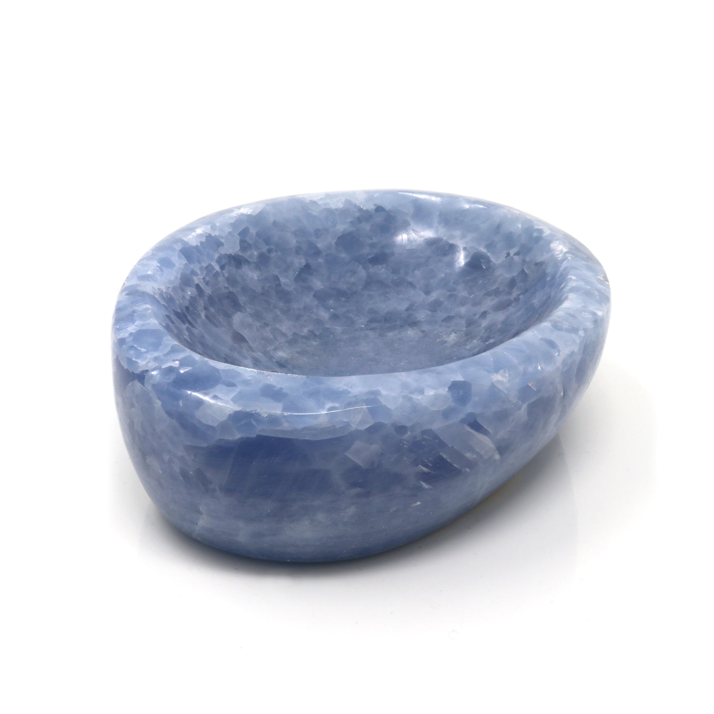 Blue Calcite Dish - Smooth Crystals In The Bottom Of The Dish With Dense Crystals Around The Top